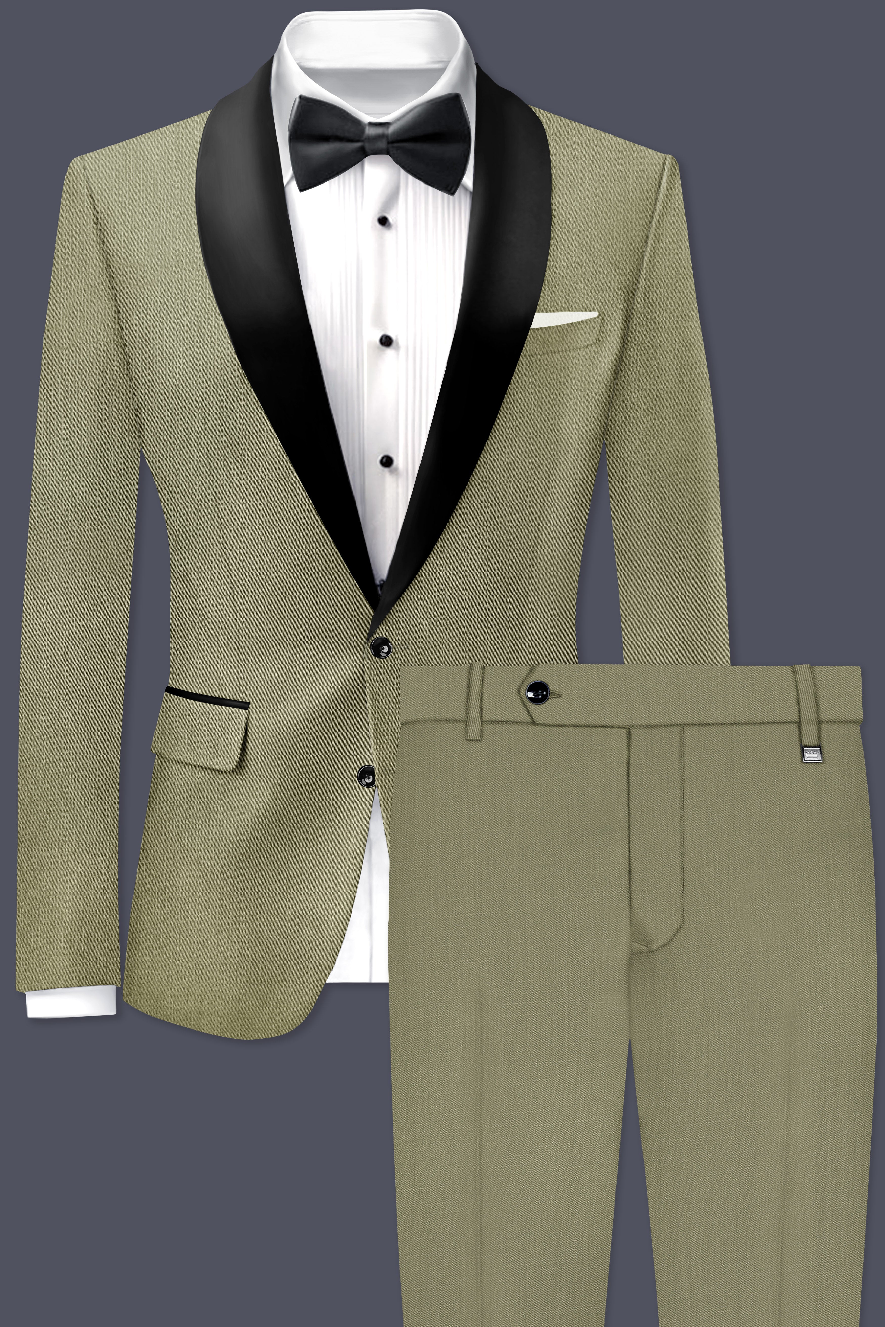 Citron-Lemon Grass Green Wool Rich Tuxedo Stretchable Traveler Suit