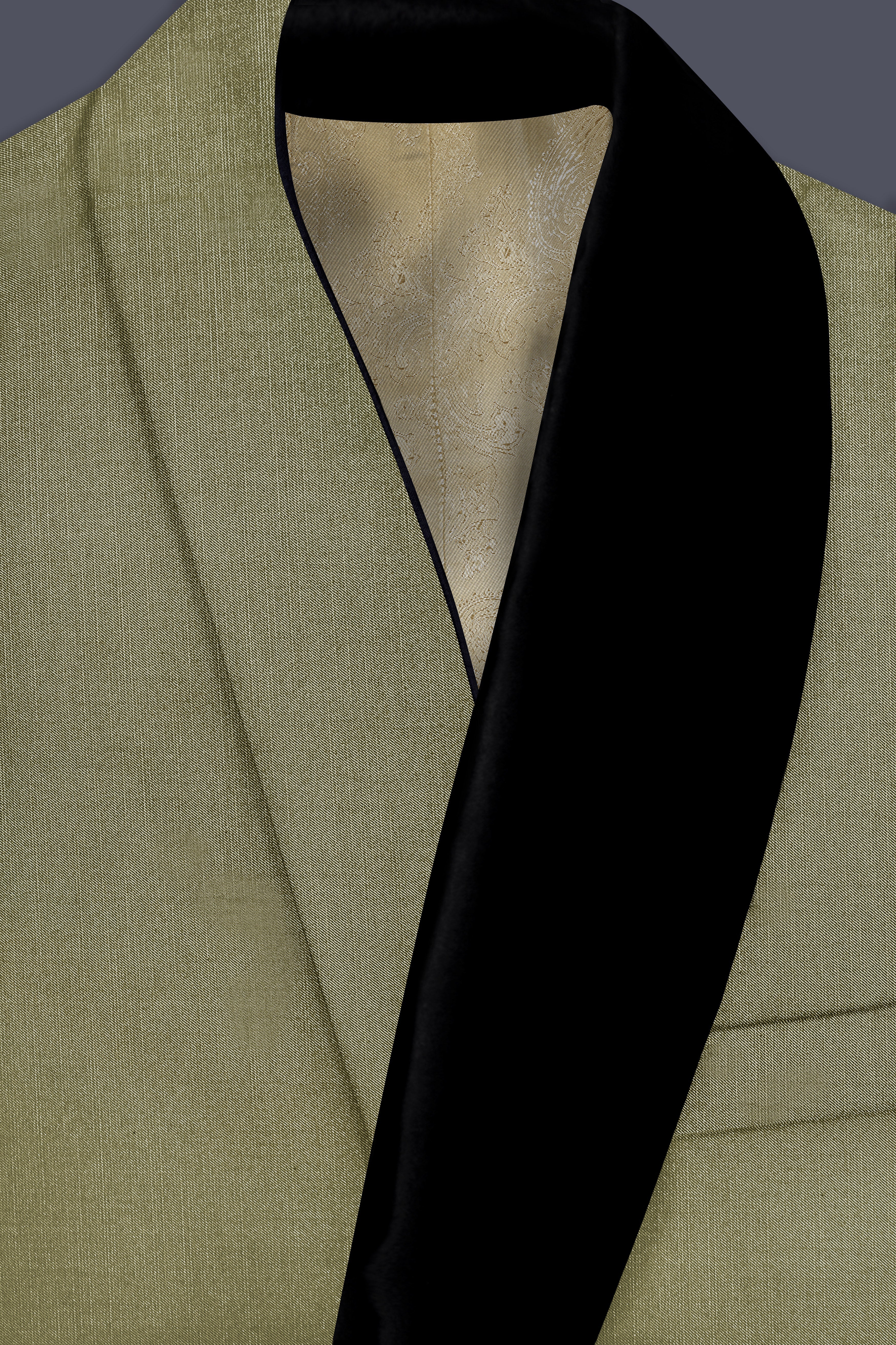 Citron-Lemon Grass Green Wool Rich Tuxedo Slight Stretch Suit