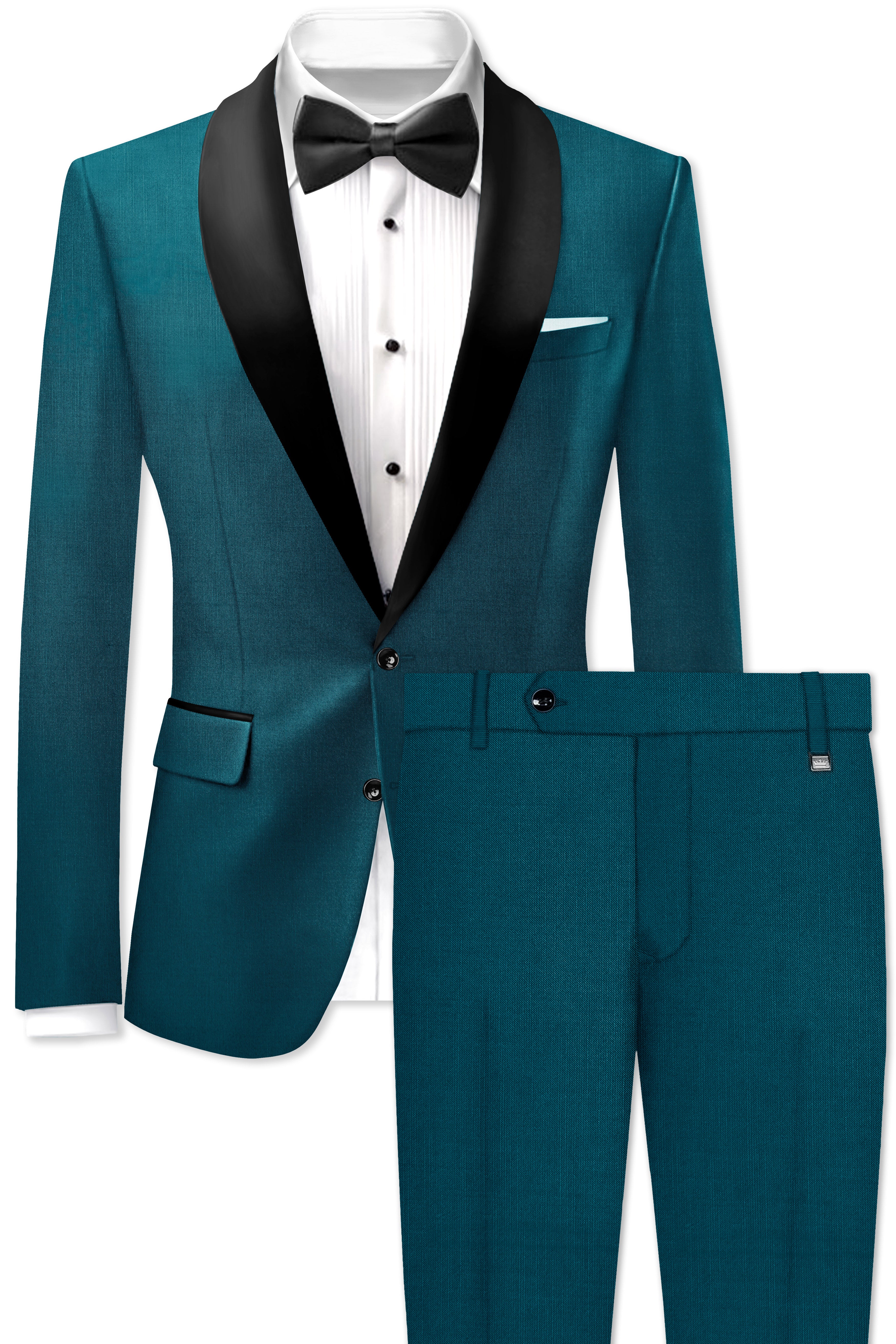 Sapphire-Peacock Blue Wool Rich Tuxedo Stretchable Traveler Suit