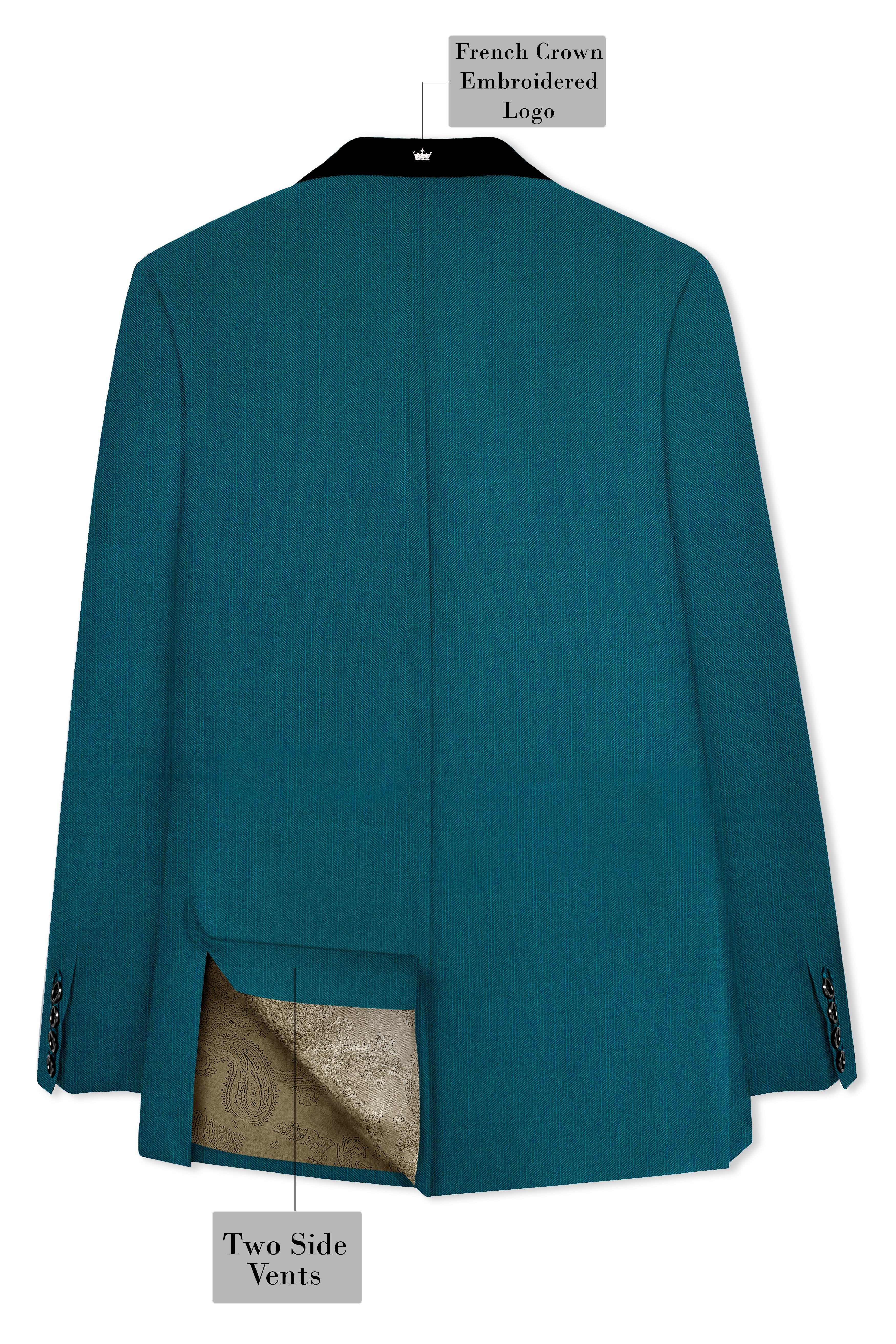 Sapphire-Peacock Blue Wool Rich Tuxedo Slight Stretch Suit