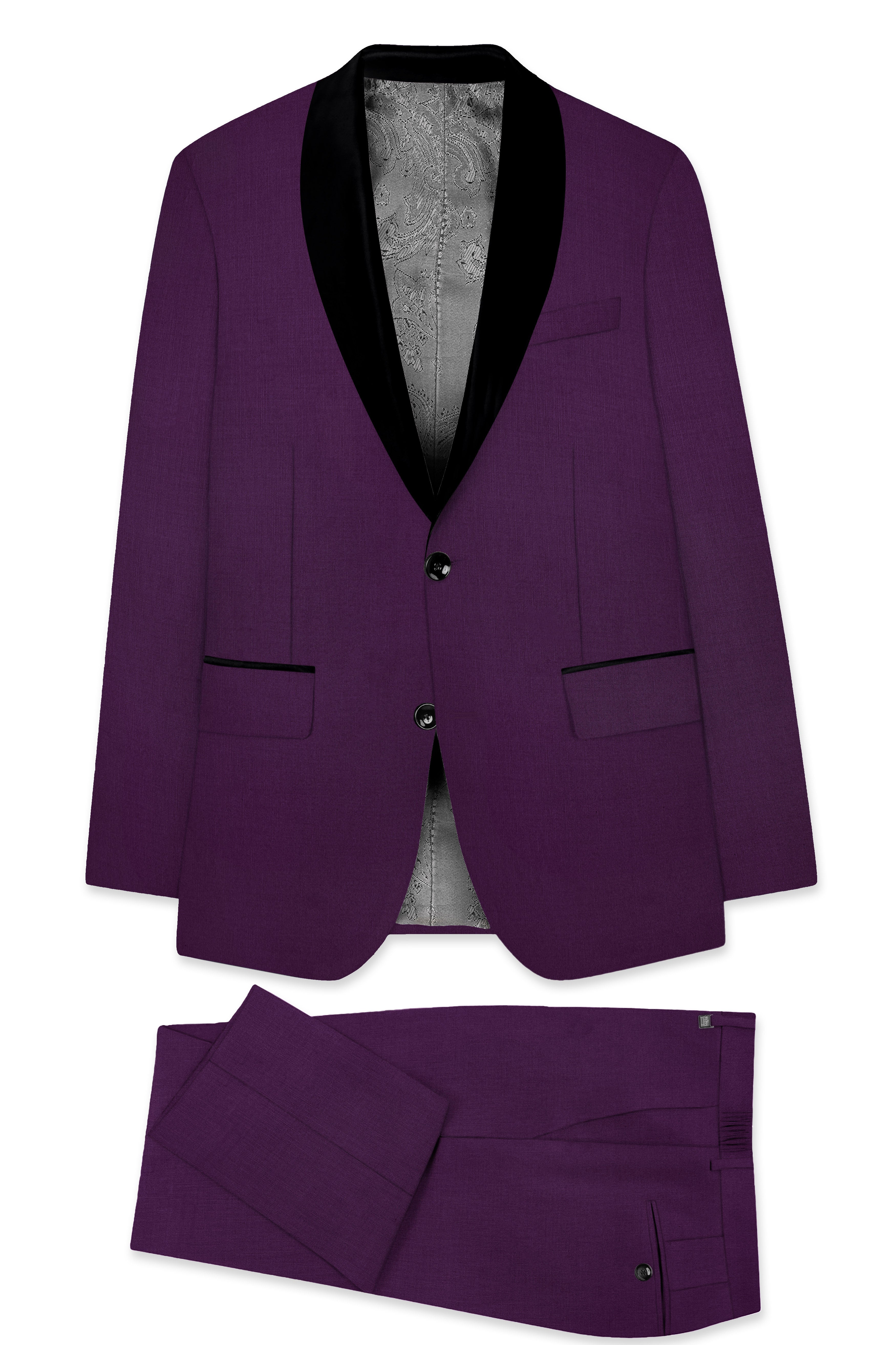 Orchid-Grape Purple Wool Rich Tuxedo Stretchable Traveler Suit