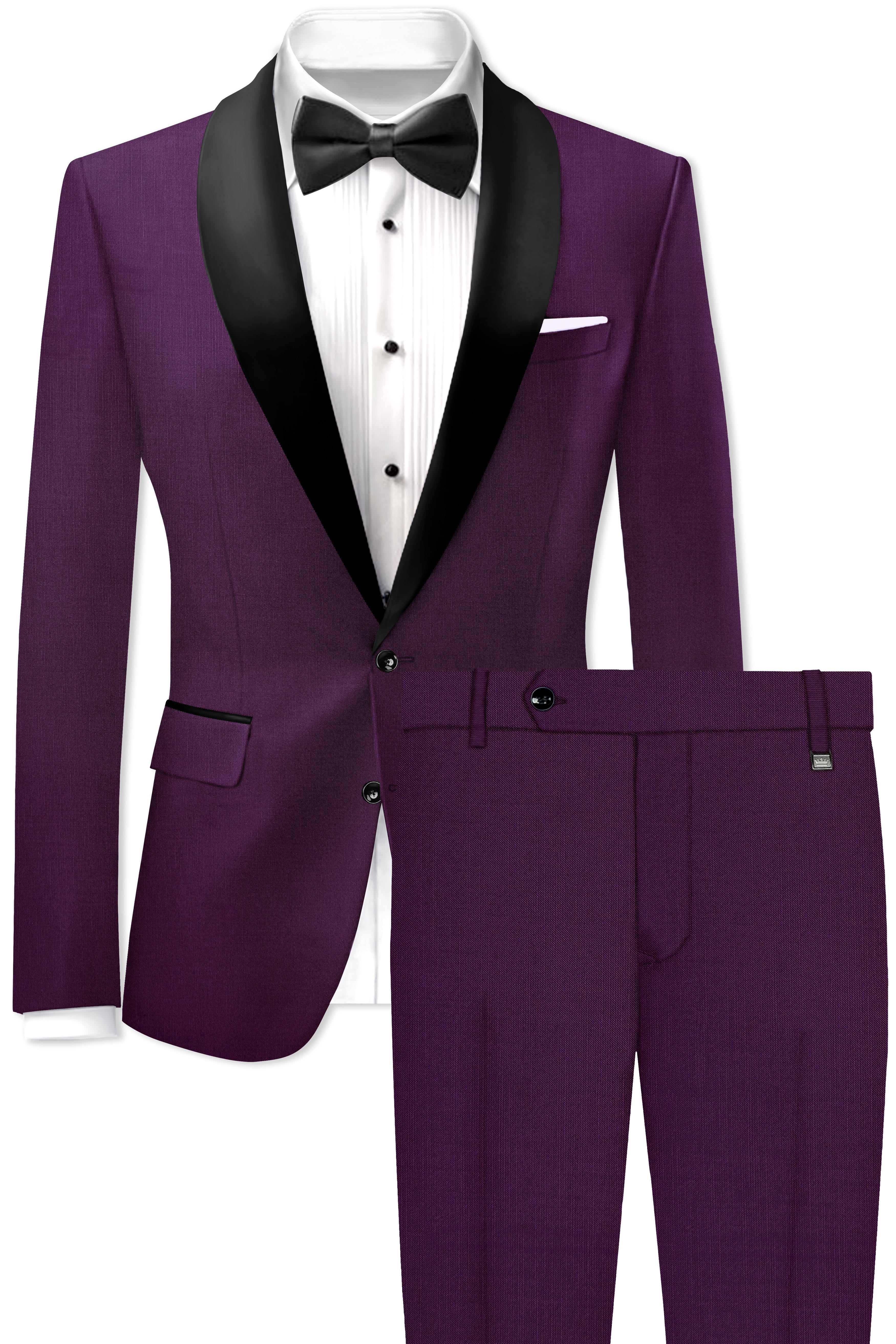 Orchid-Grape Purple Wool Rich Tuxedo Stretchable Traveler Suit