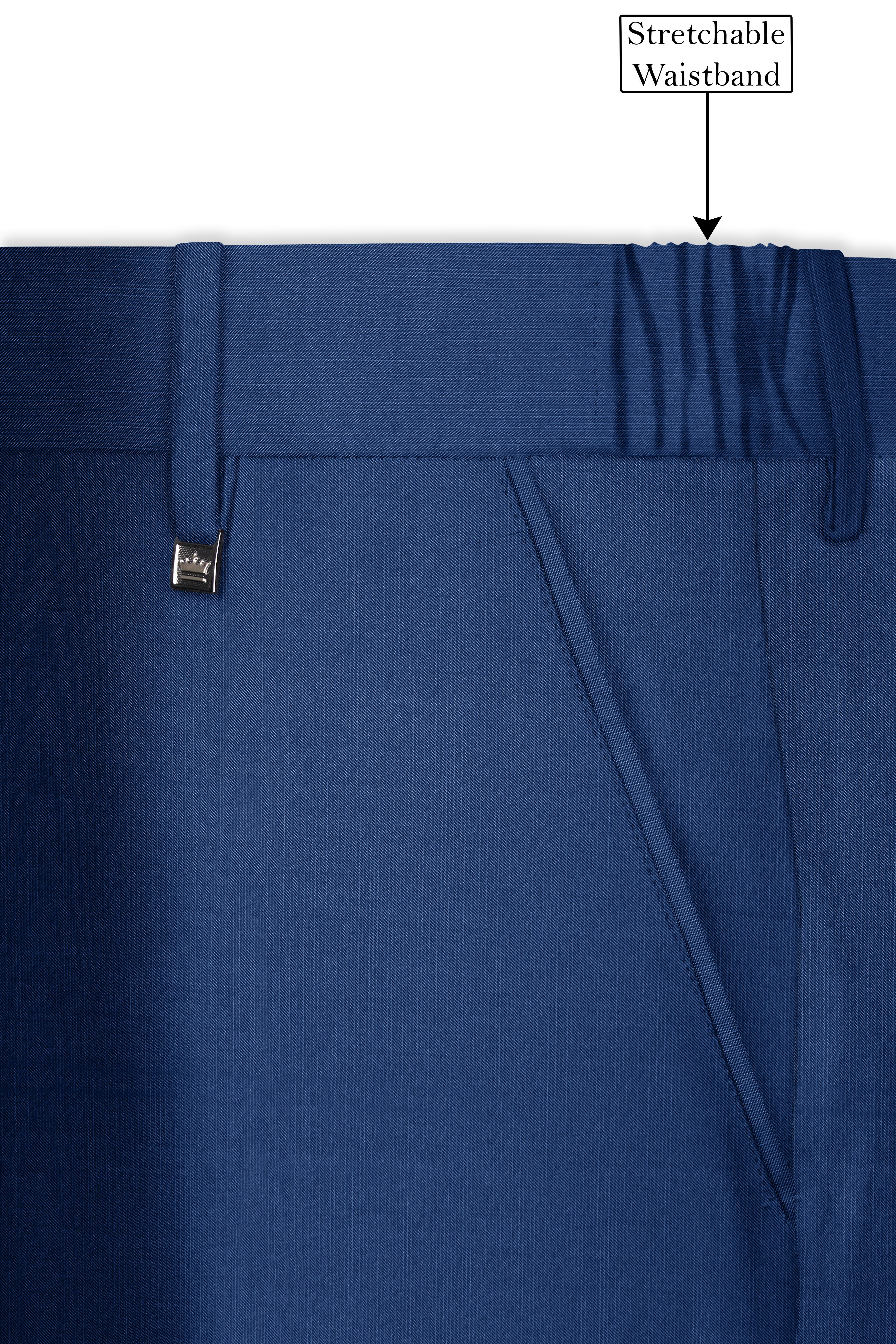 Marinoir-Cello Blue Wool Rich Tuxedo Stretchable Traveler Suit