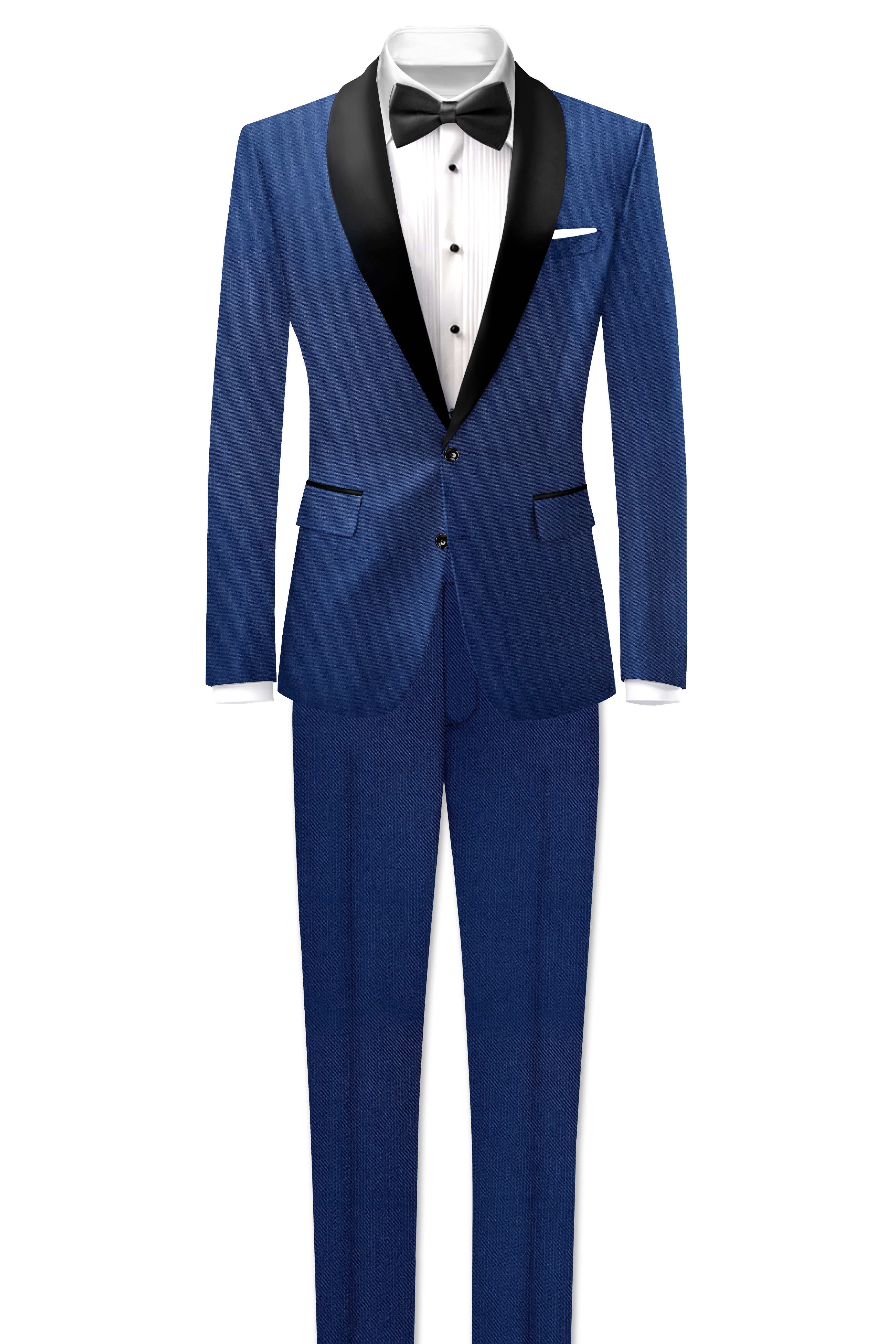 Marinoir-Cello Blue Wool Rich Tuxedo Stretchable Traveler Suit