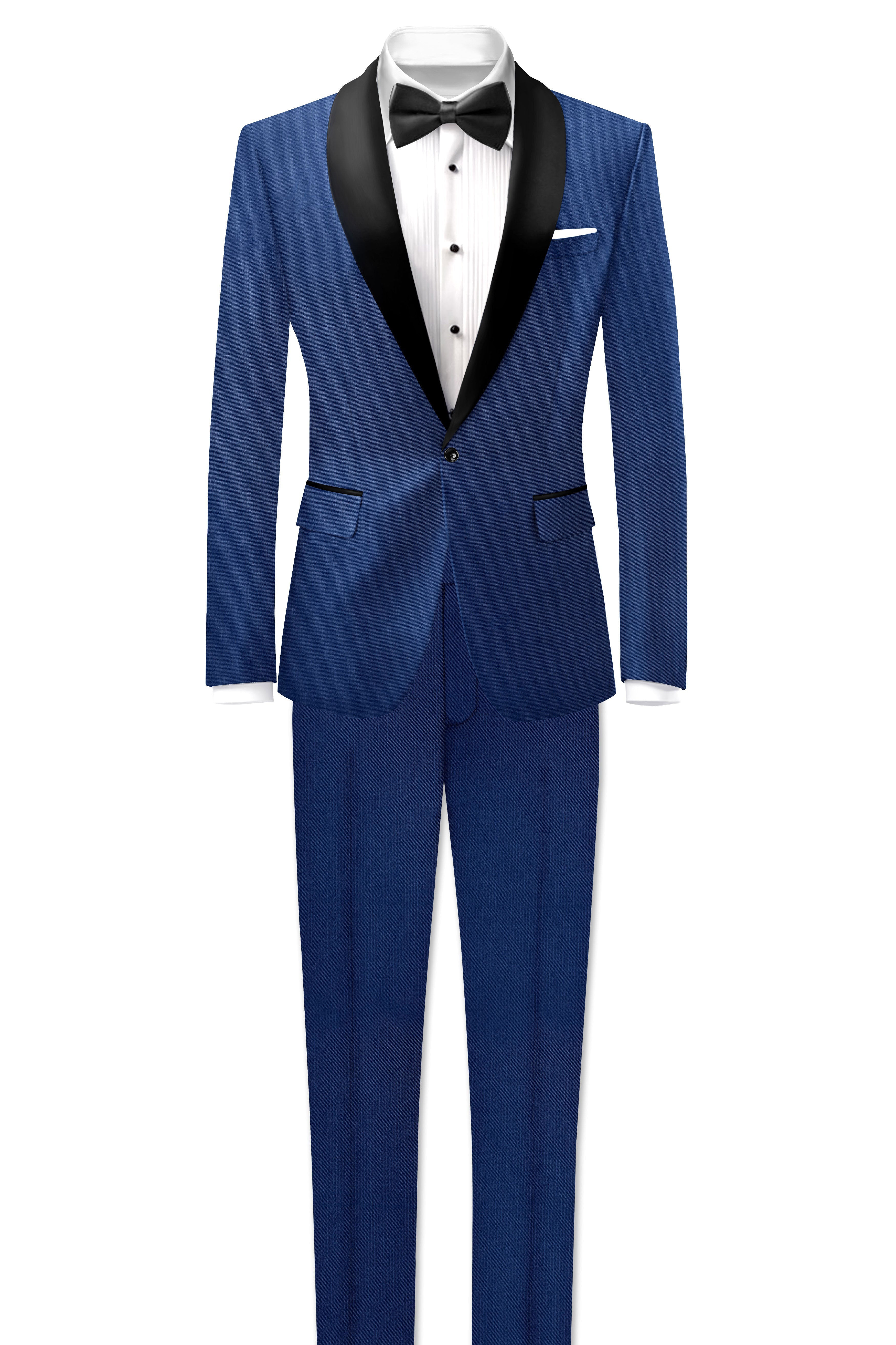 Marinoir-Cello Blue Wool Rich Tuxedo Slight Stretch Suit