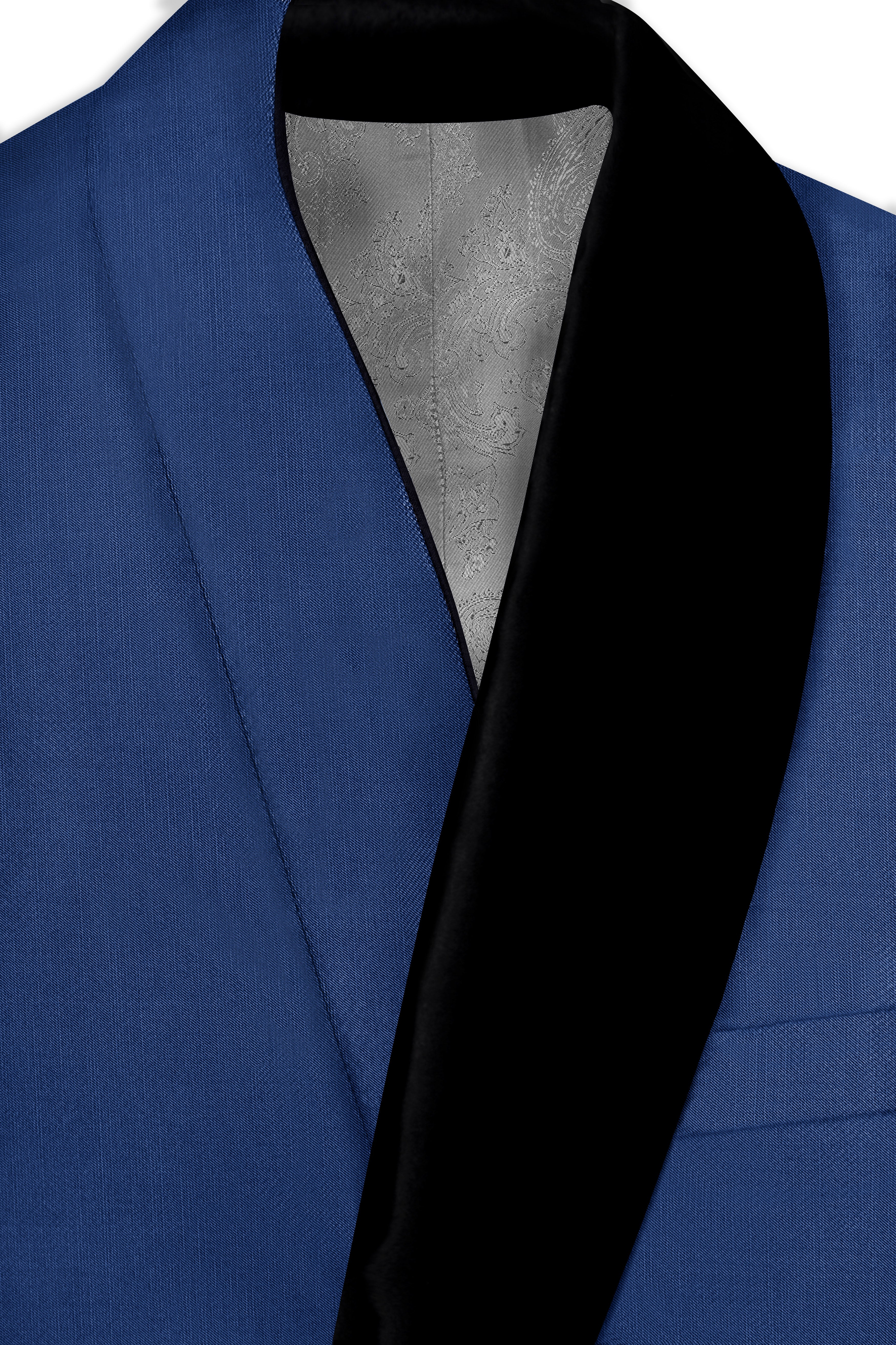 Marinoir-Cello Blue Wool Rich Tuxedo Stretchable Traveler Suit