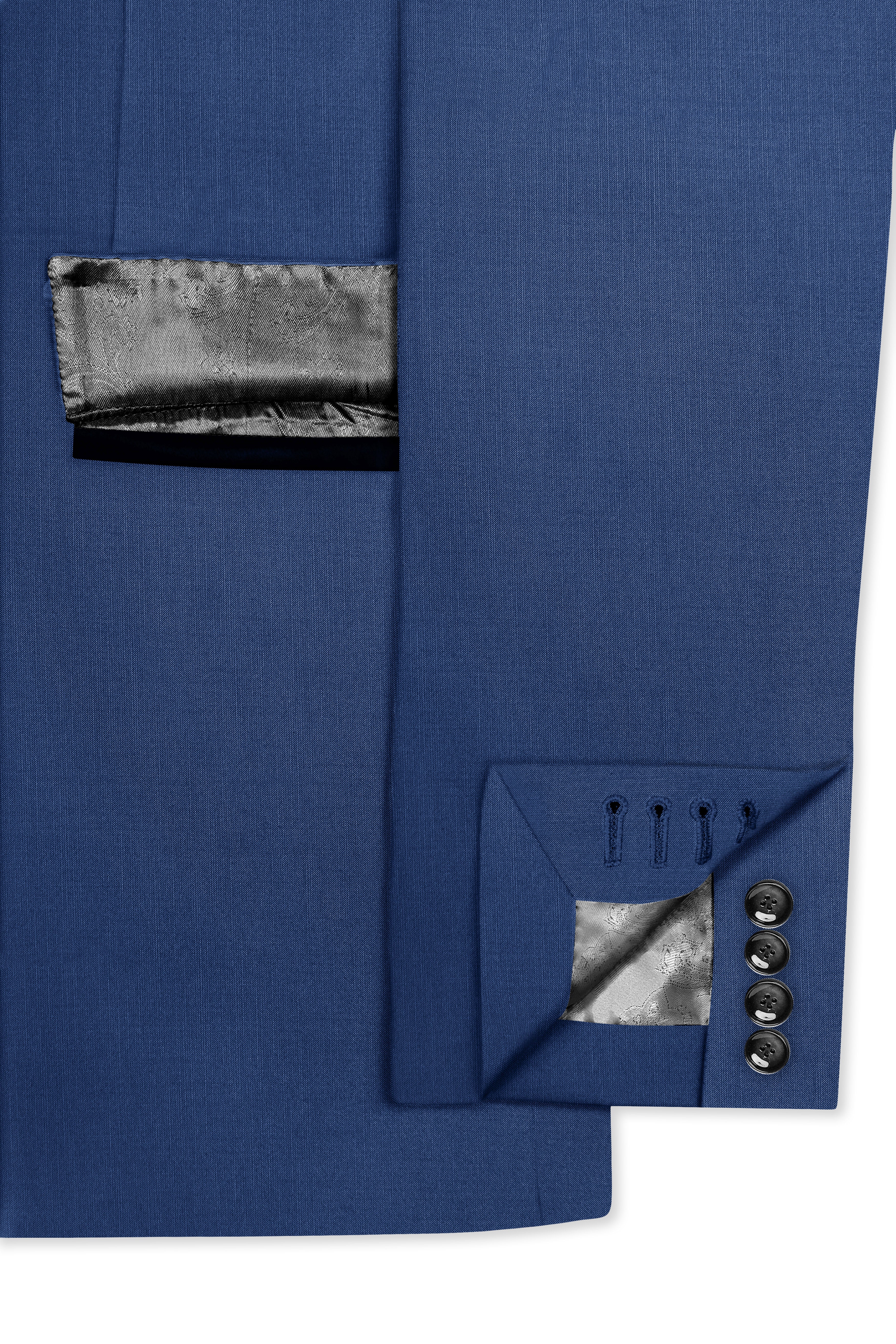 Marinoir-Cello Blue Wool Rich Tuxedo Stretchable Traveler Suit