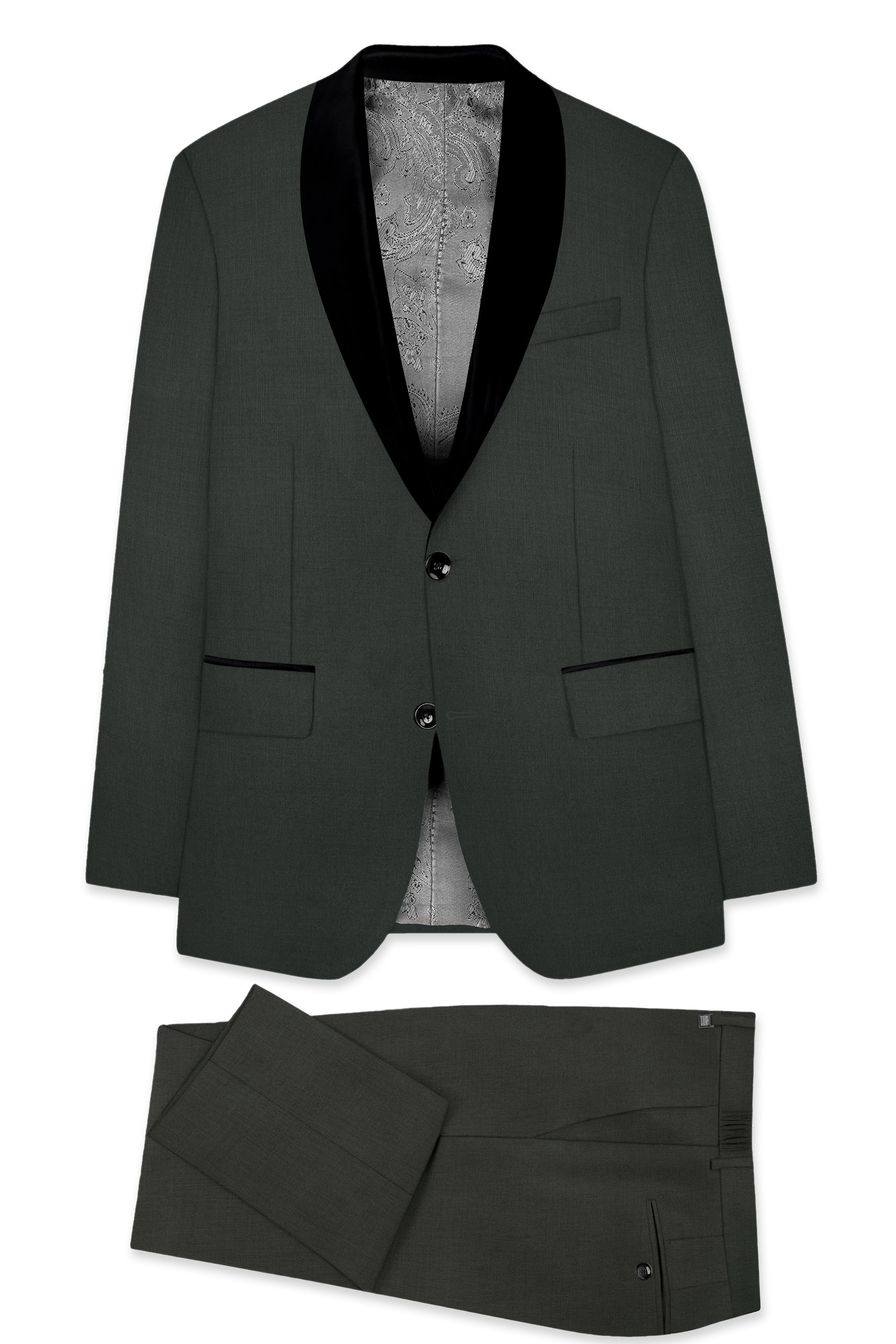 Shafton-Mine Shaft Green Wool Rich Tuxedo Stretchable Traveler Suit