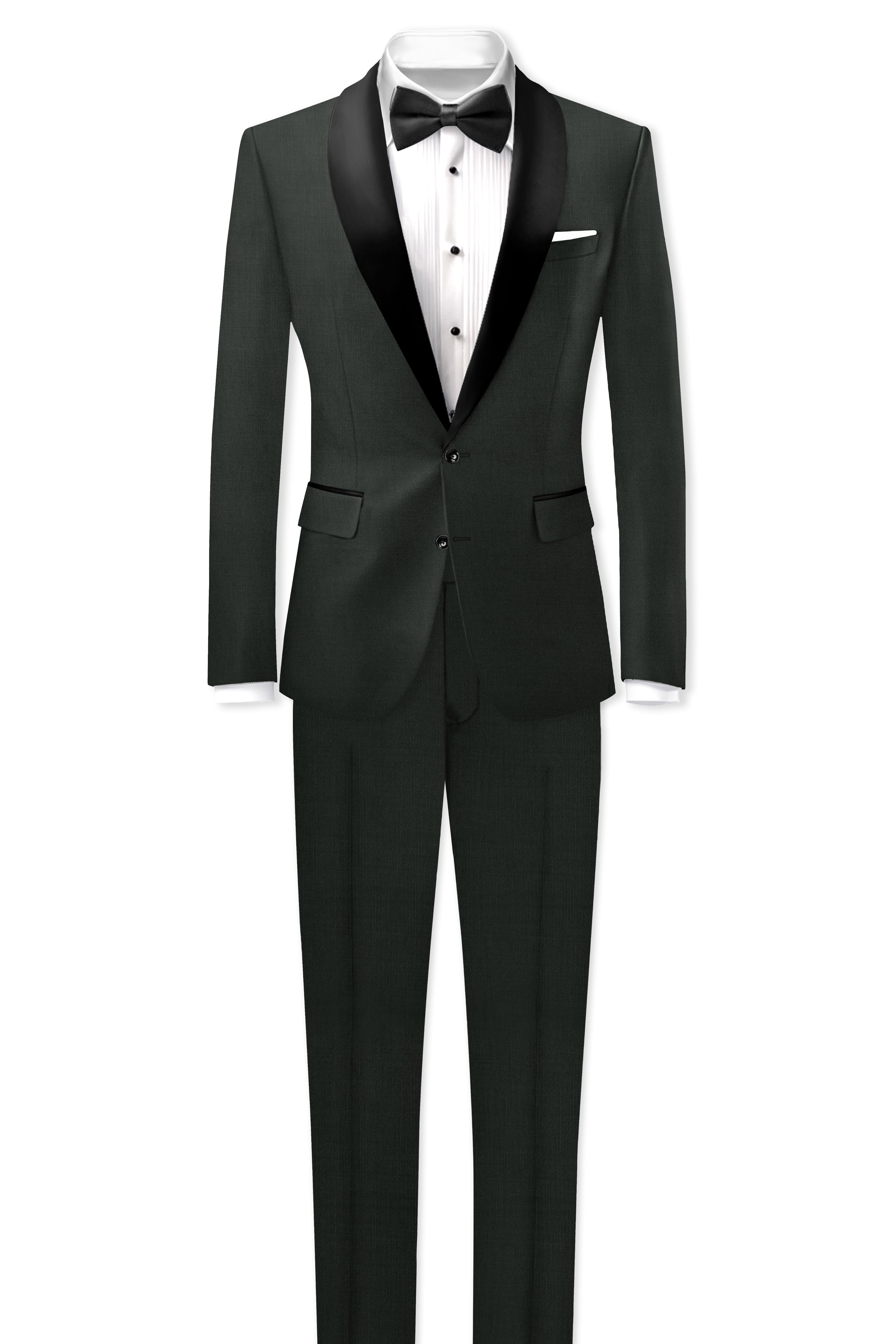Shafton-Mine Shaft Green Wool Rich Tuxedo Stretchable Traveler Suit