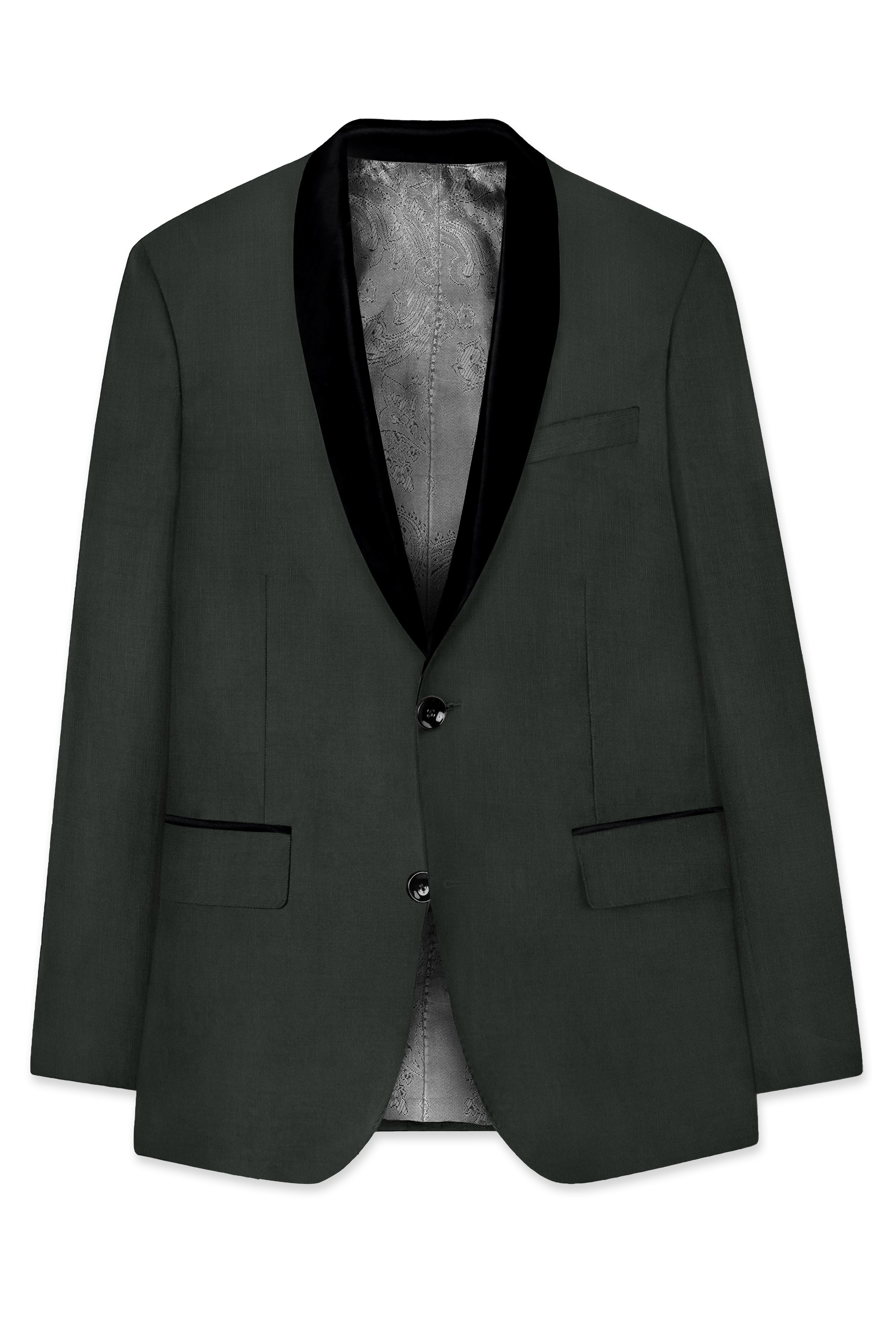 Shafton-Mine Shaft Green Wool Rich Tuxedo Stretchable Traveler Suit