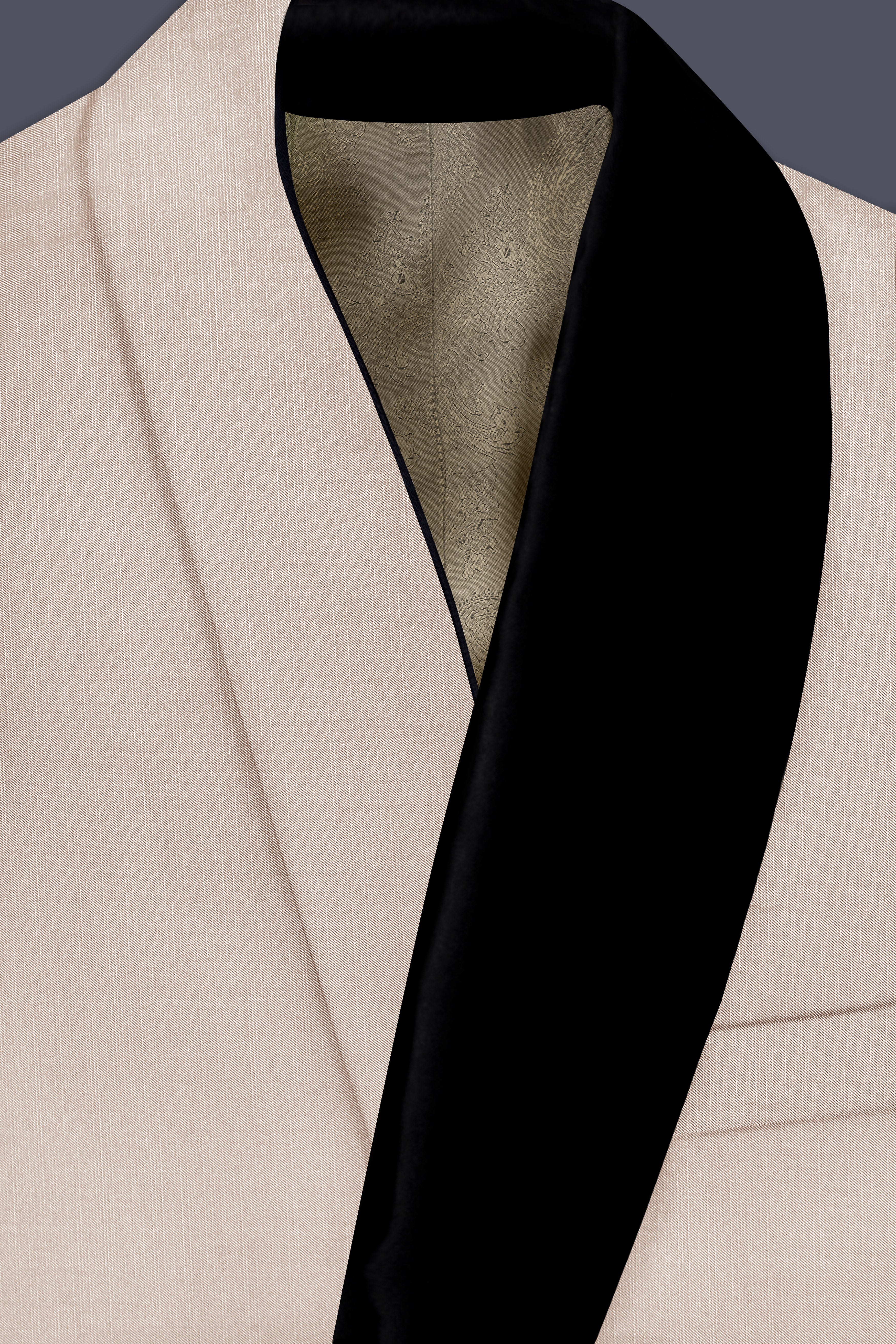 Biscotti-Parchment Cream Wool Rich Tuxedo Stretchable Traveler Suit