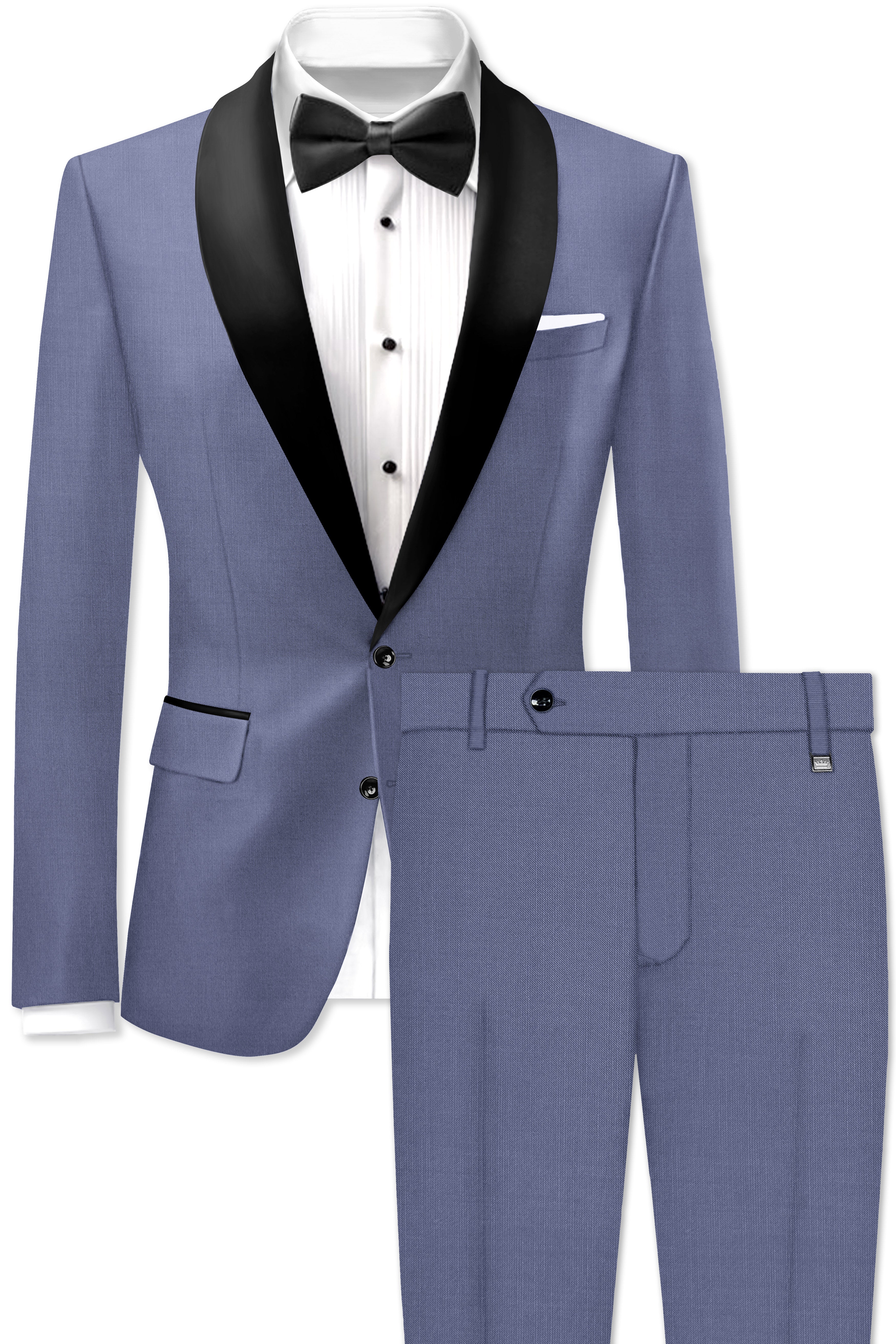 Zenith-Comet Blue Wool Rich Tuxedo Stretchable Traveler Suit