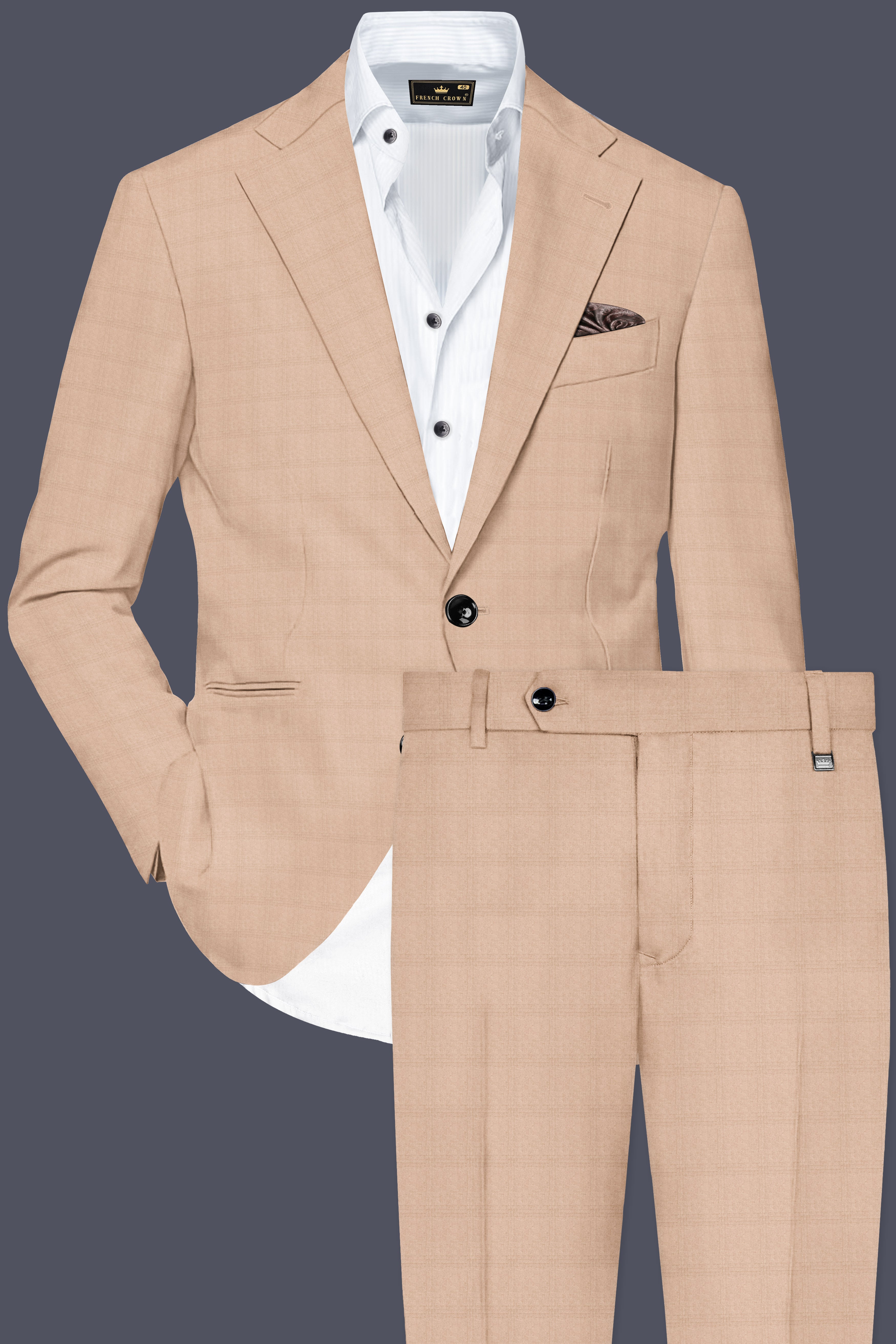 Velcrema-Sorrell Cream Wool Rich Single Breasted Suit