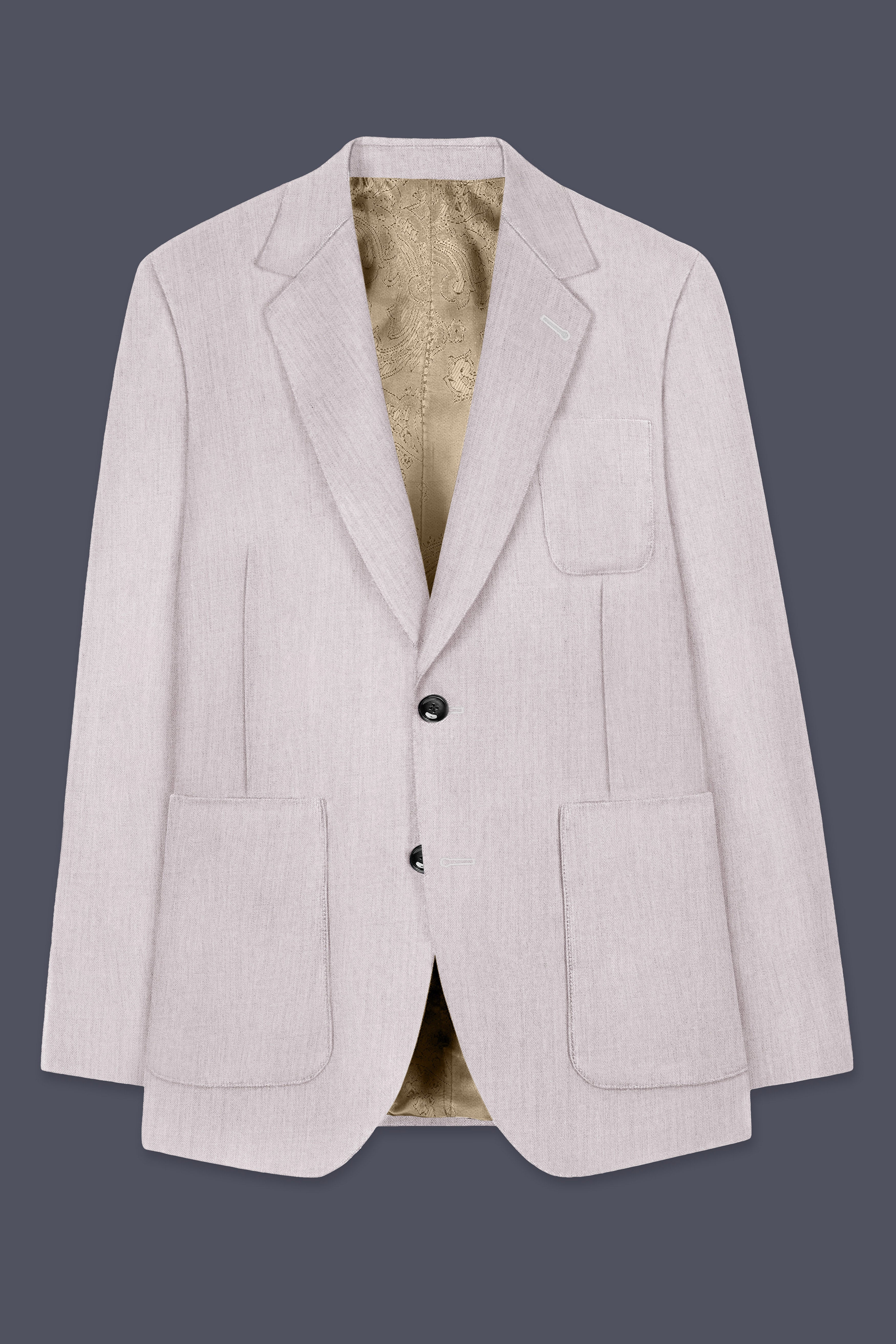 Graviel-Moon Mist Gray Wool Blend Single Breasted Sports Suit
