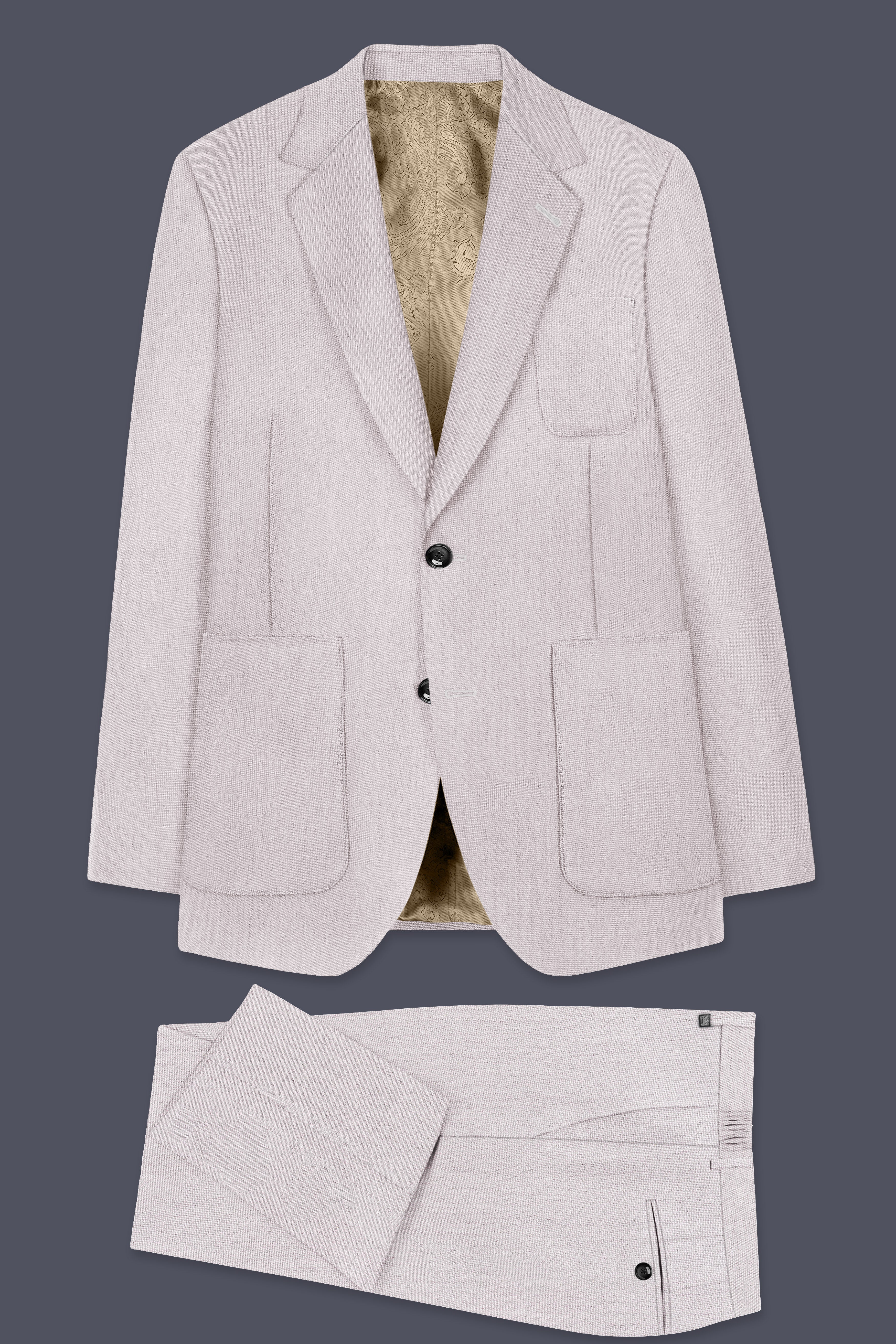 Graviel-Moon Mist Gray Wool Blend Single Breasted Sports Suit