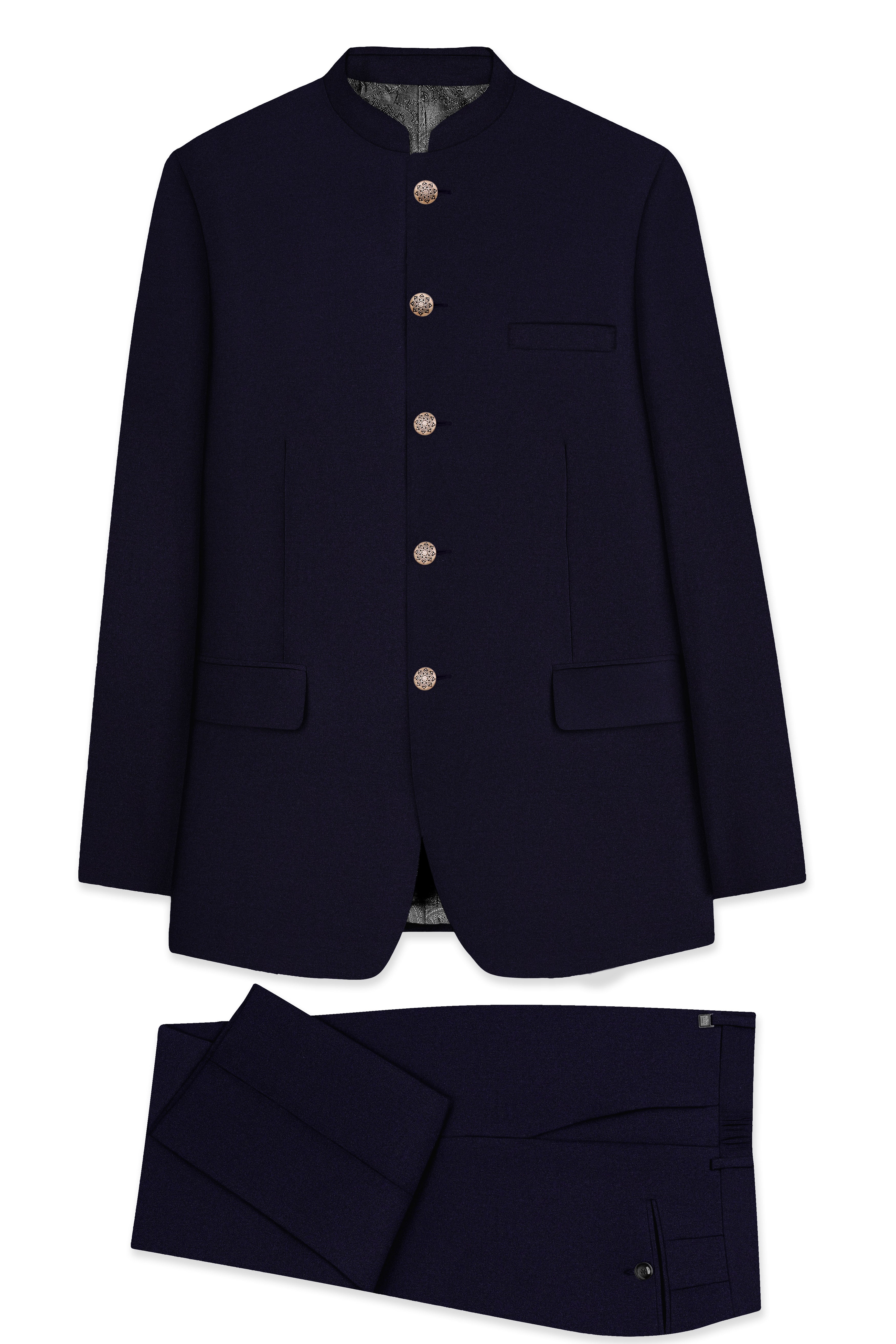 Vistaro-Korean Blue (The Best Blue We Have) Wool Rich Bandhgala Stretchable traveler Suit