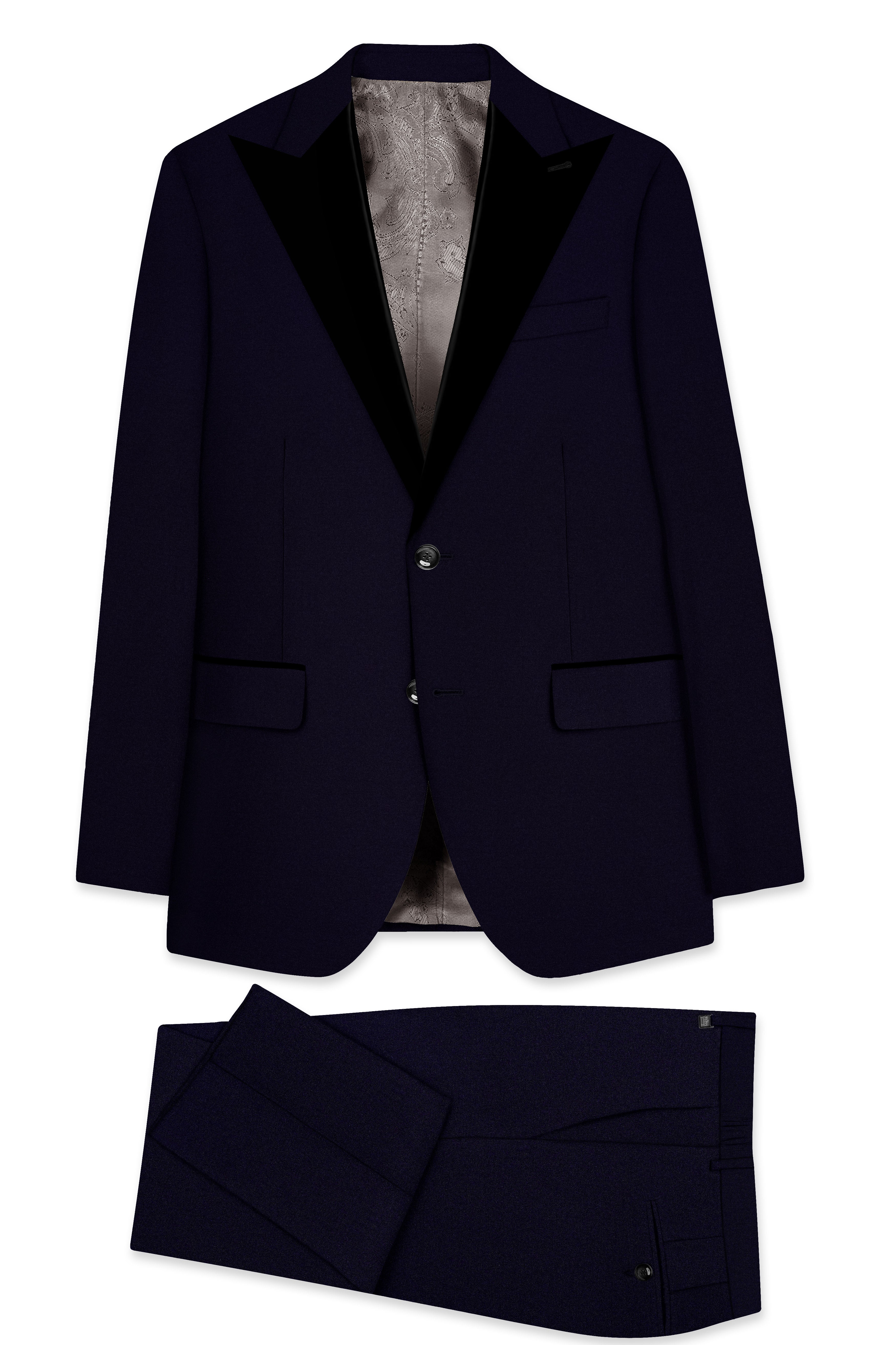 Vistaro-Korean Blue (The Best Blue We Have) Wool Rich Peak Lapel Tuxedo Stretchable traveler Suit
