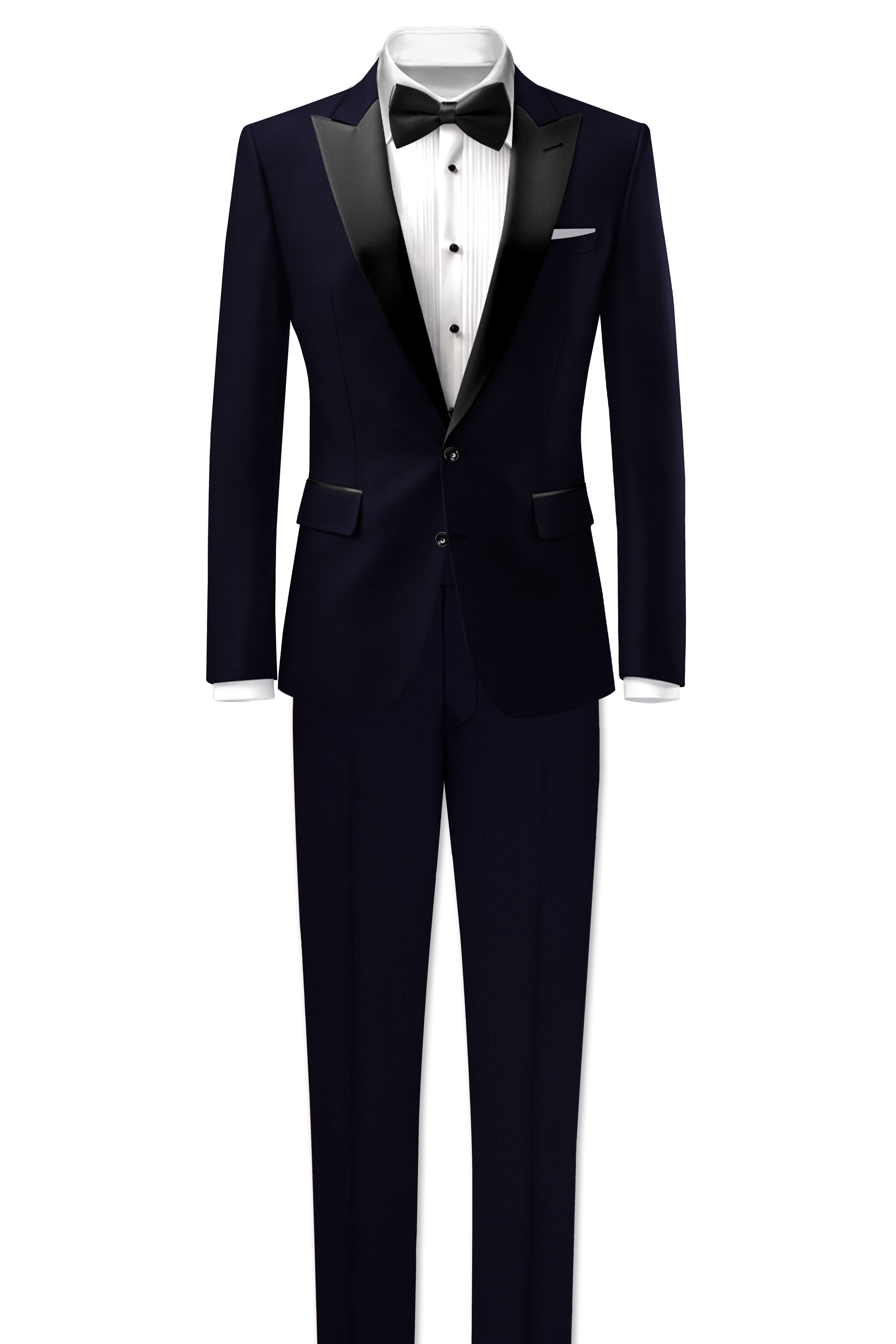 Vistaro-Korean Blue (The Best Blue We Have) 4-Way Stretch Wrinkle-Free Wool Rich Peak Lapel Tuxedo Slight Stretch Suit