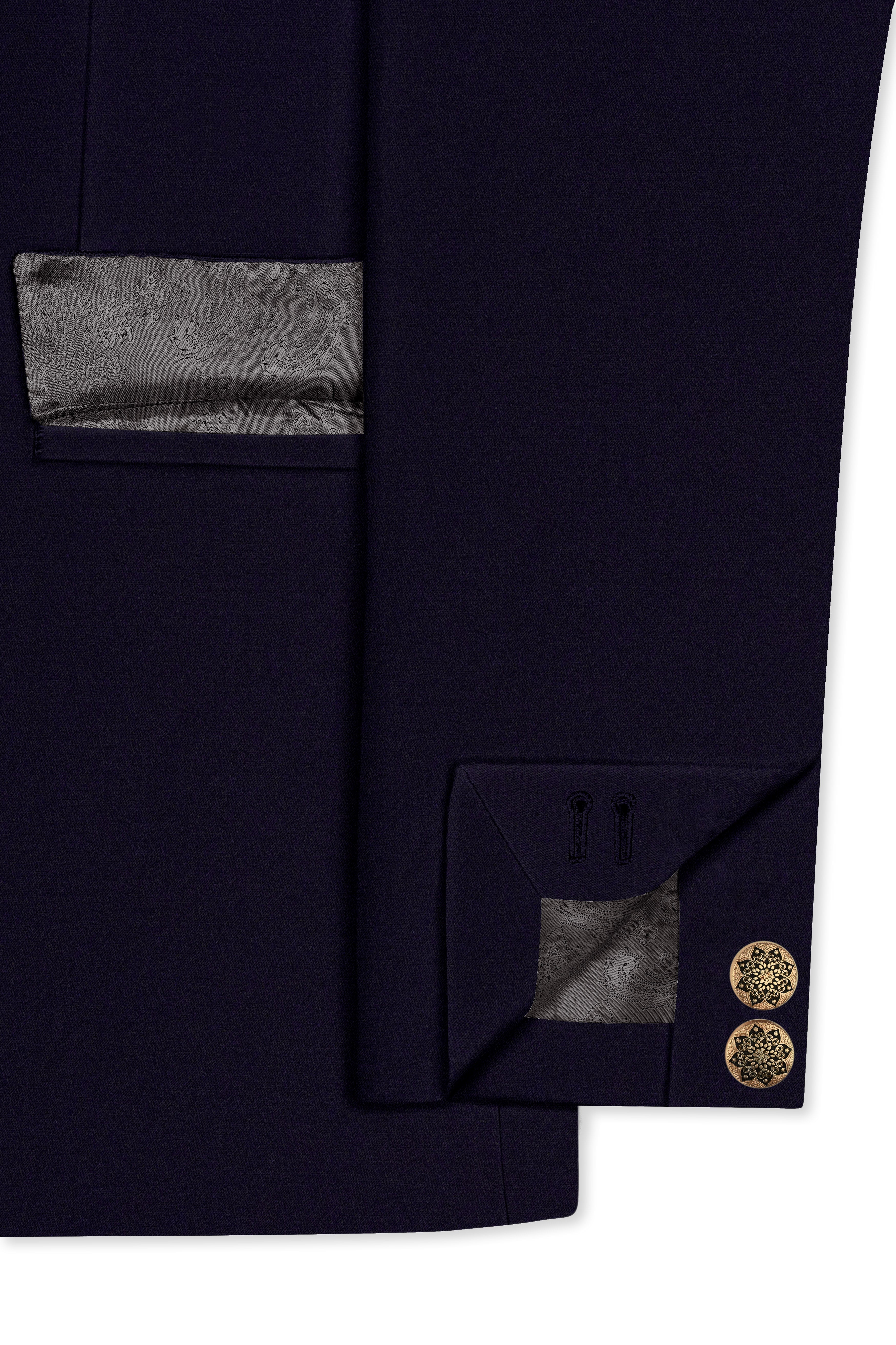 Vistaro-Korean Blue (The Best Blue We Have) 4-Way Stretch Wrinkle-Free Wool Rich Cross Placket Bandhgala Slight Stretch Suit