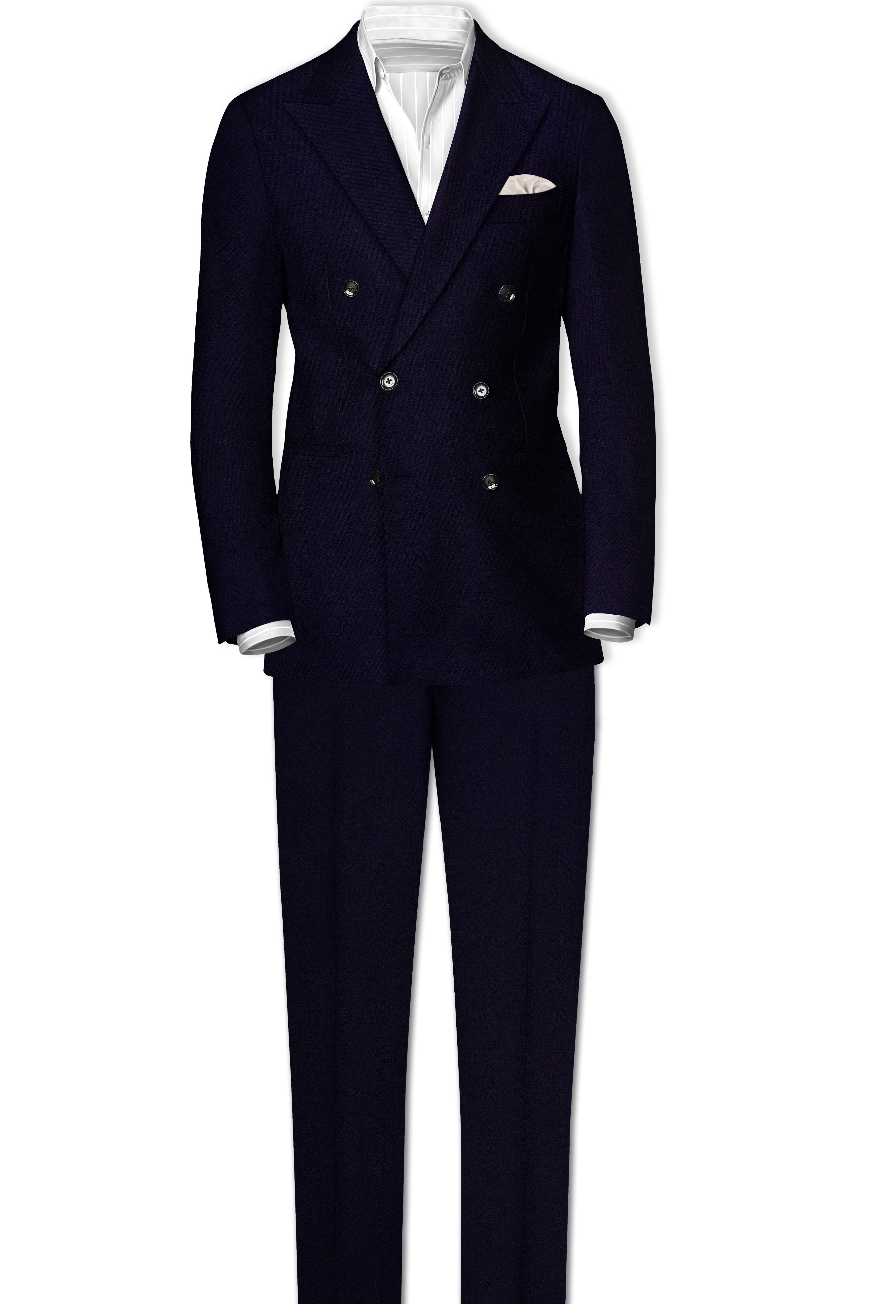 Vistaro-Korean Blue (The Best Blue We Have) 4-Way Stretch Wrinkle-Free Wool Rich Double Breasted Suit