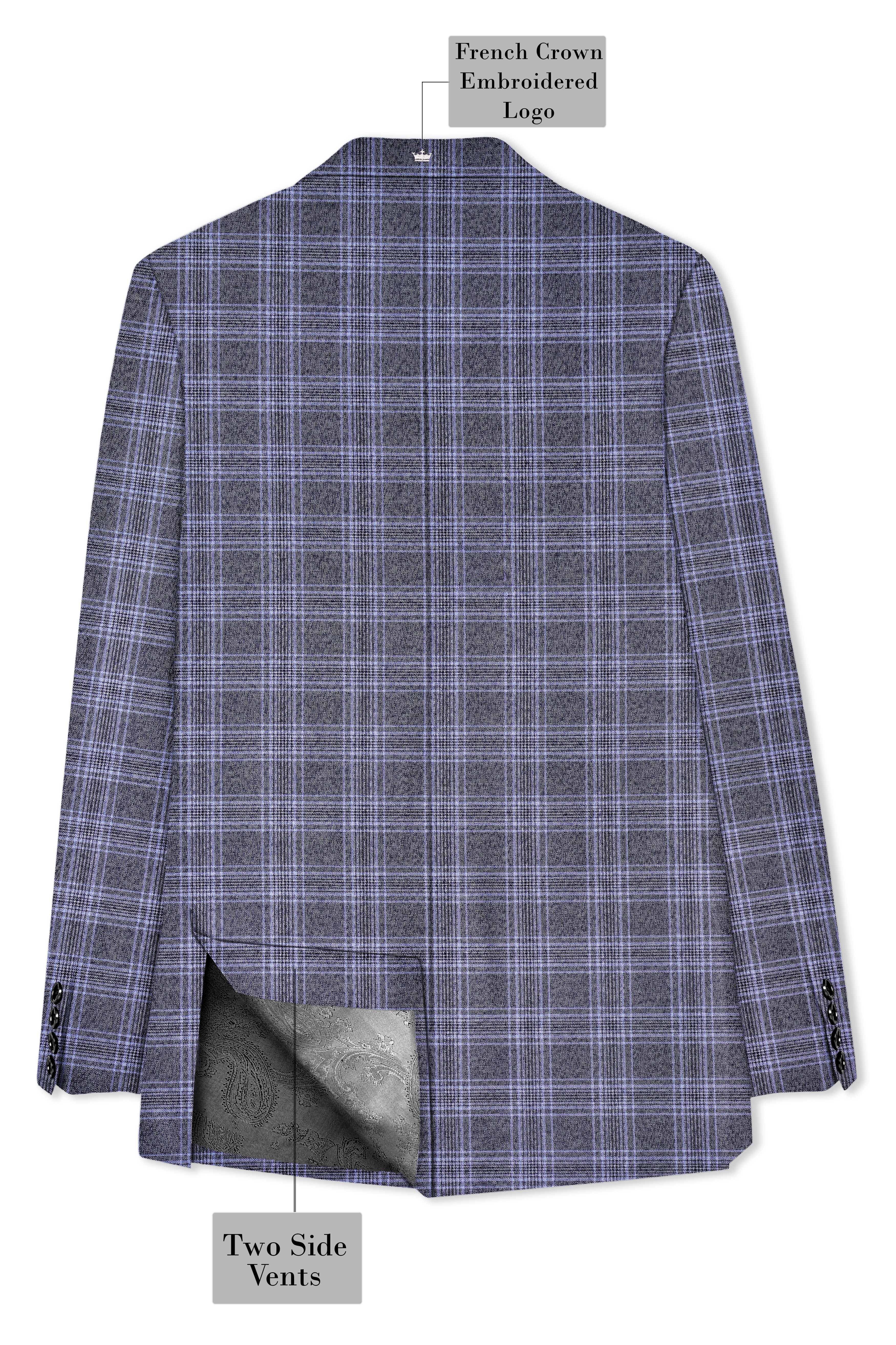 Casphin-Dolphin And Casper Blue Plaid Wool Rich Peck Lepal Single Breasted Suit
