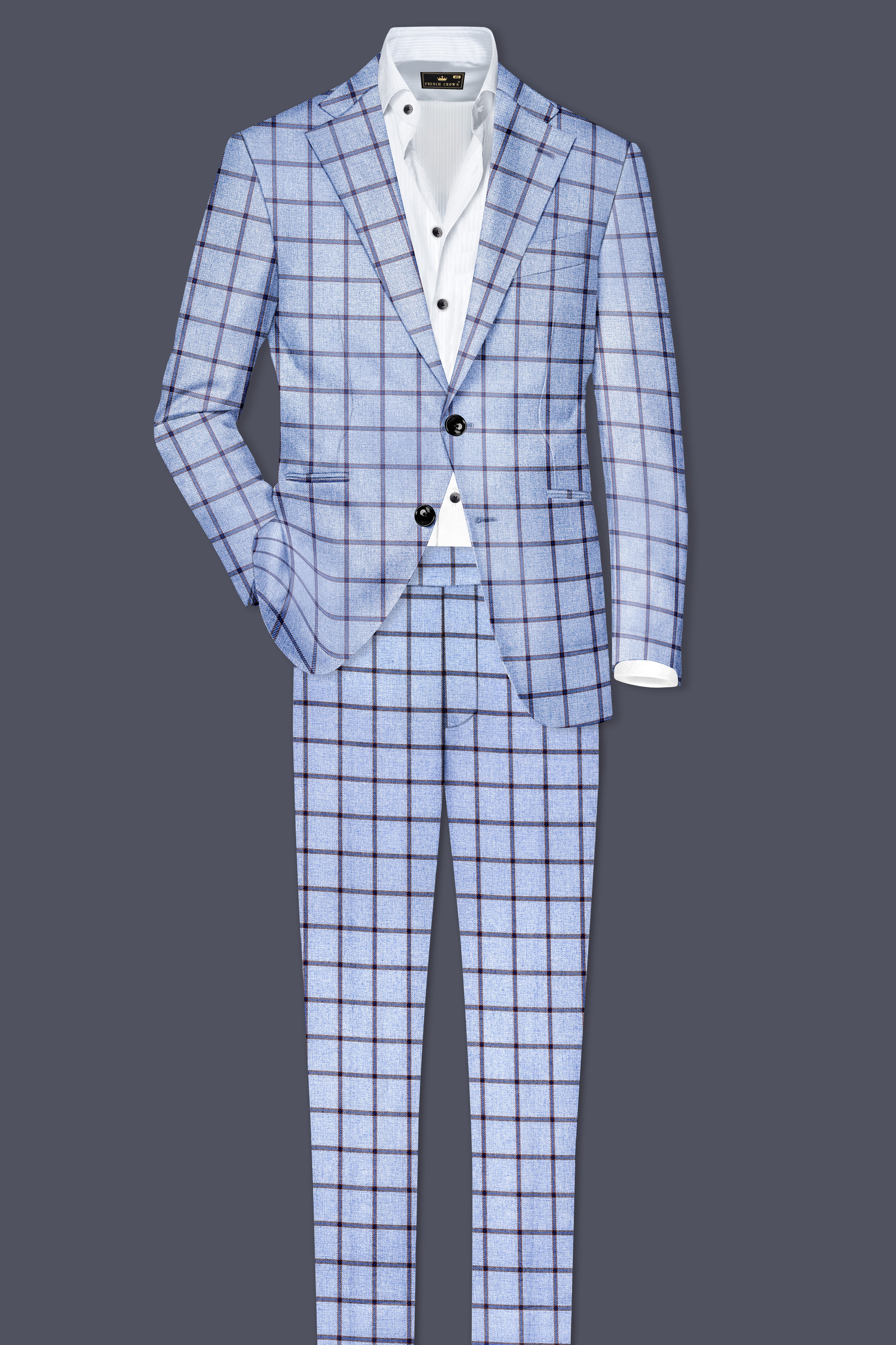 Mistrel-Spun Pearl Gray Windows Wool Rich Single Breasted Suit