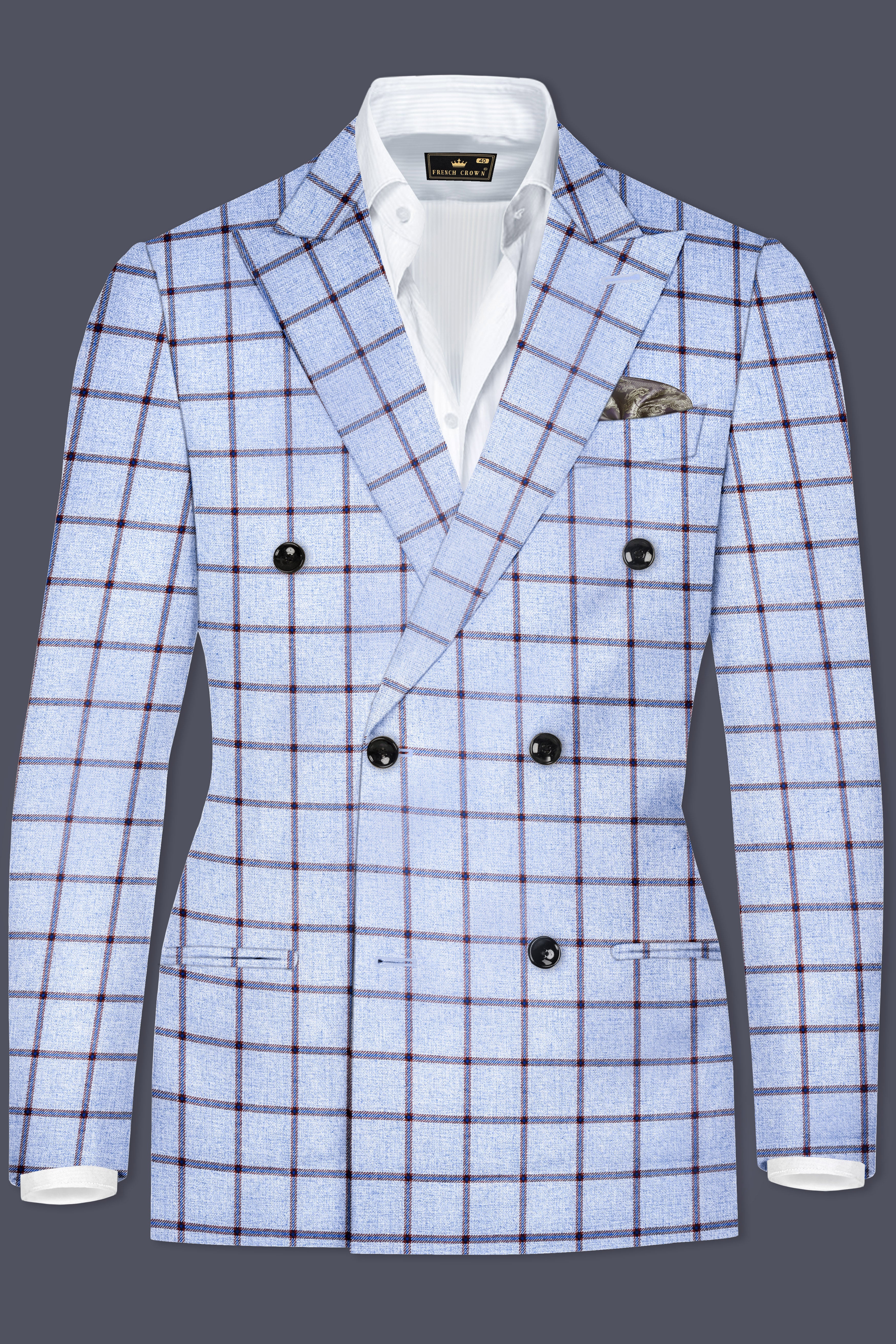 Mistrel-Spun Pearl Gray Windows Wool Rich Double Breasted Suit
