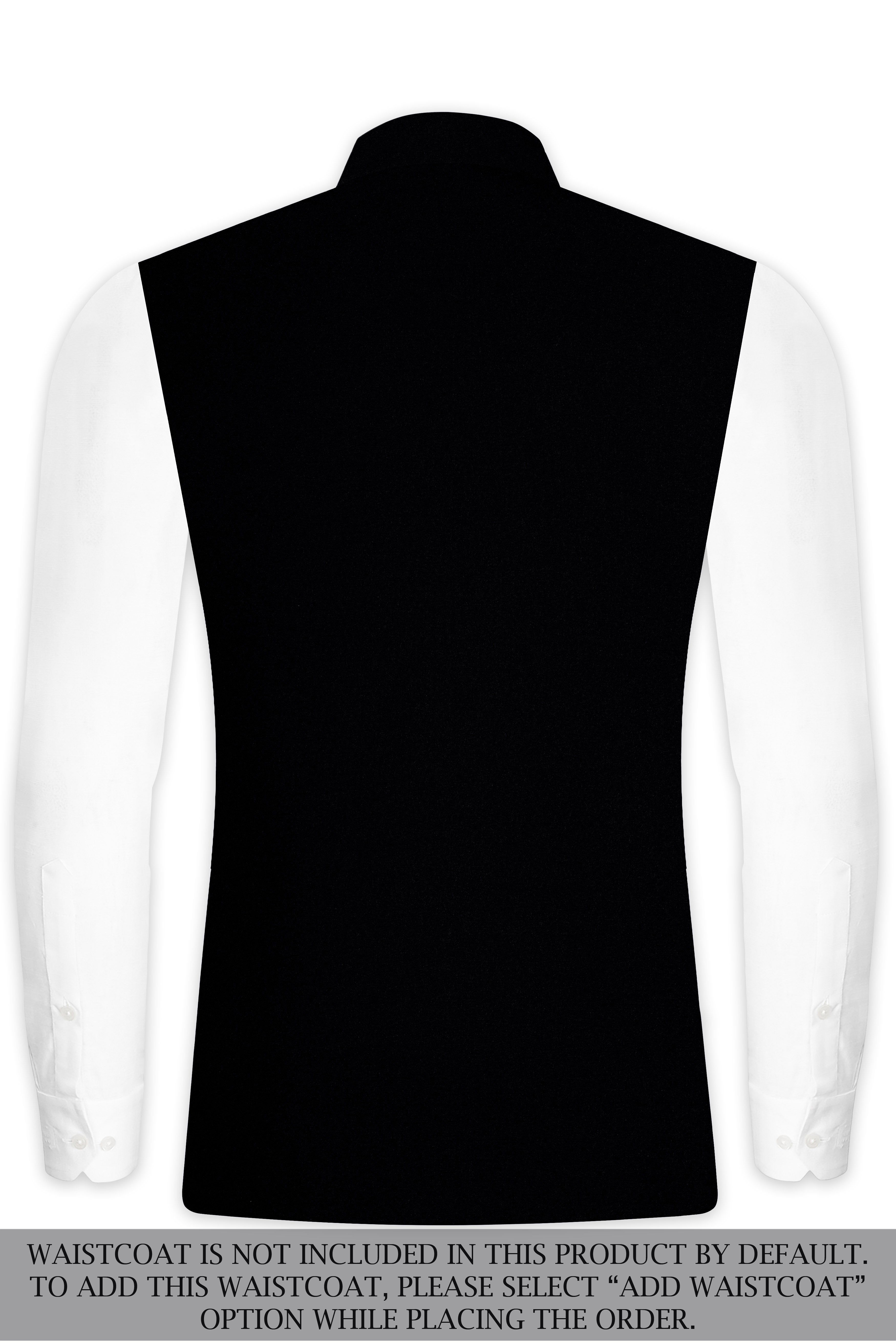Noirex-Korean Black (The Best Black We Have) Wool Rich Bandhgala Stretchable traveler Suit