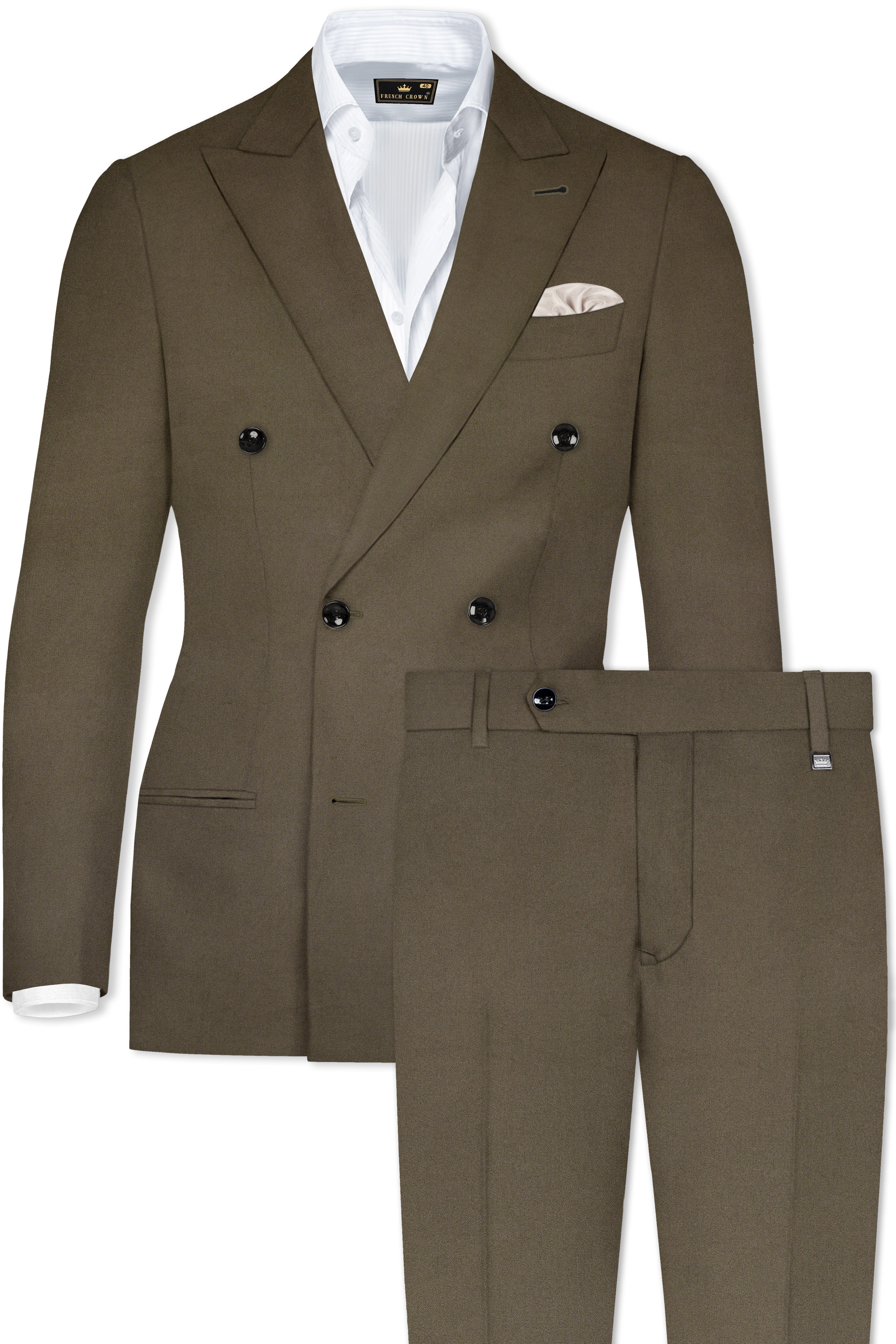 Mistran-Woodland Green Premium Cotton Double Breasted Suit