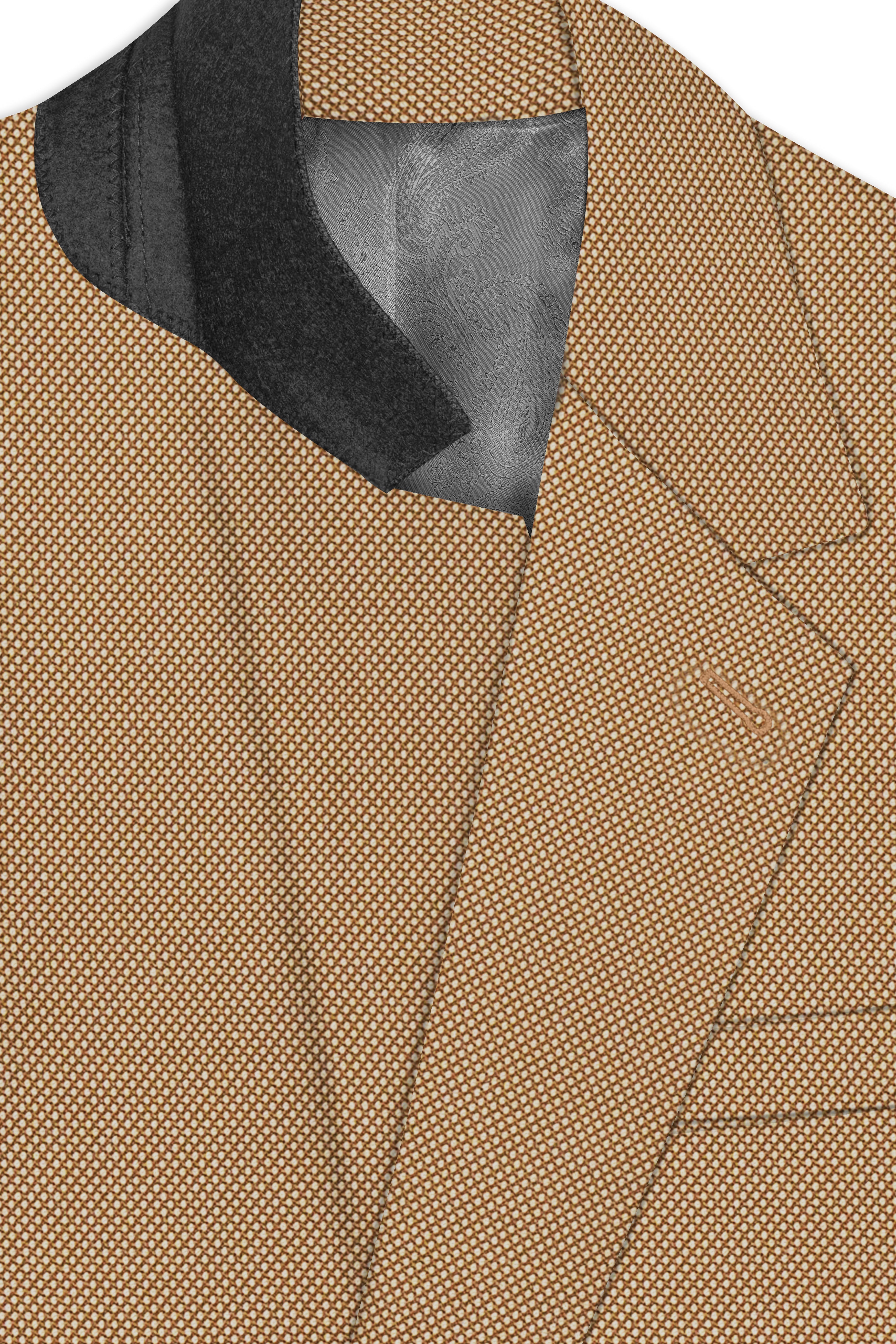 Aurenzo-Muesli Brown Textured Wool Rich Single Breasted Suit