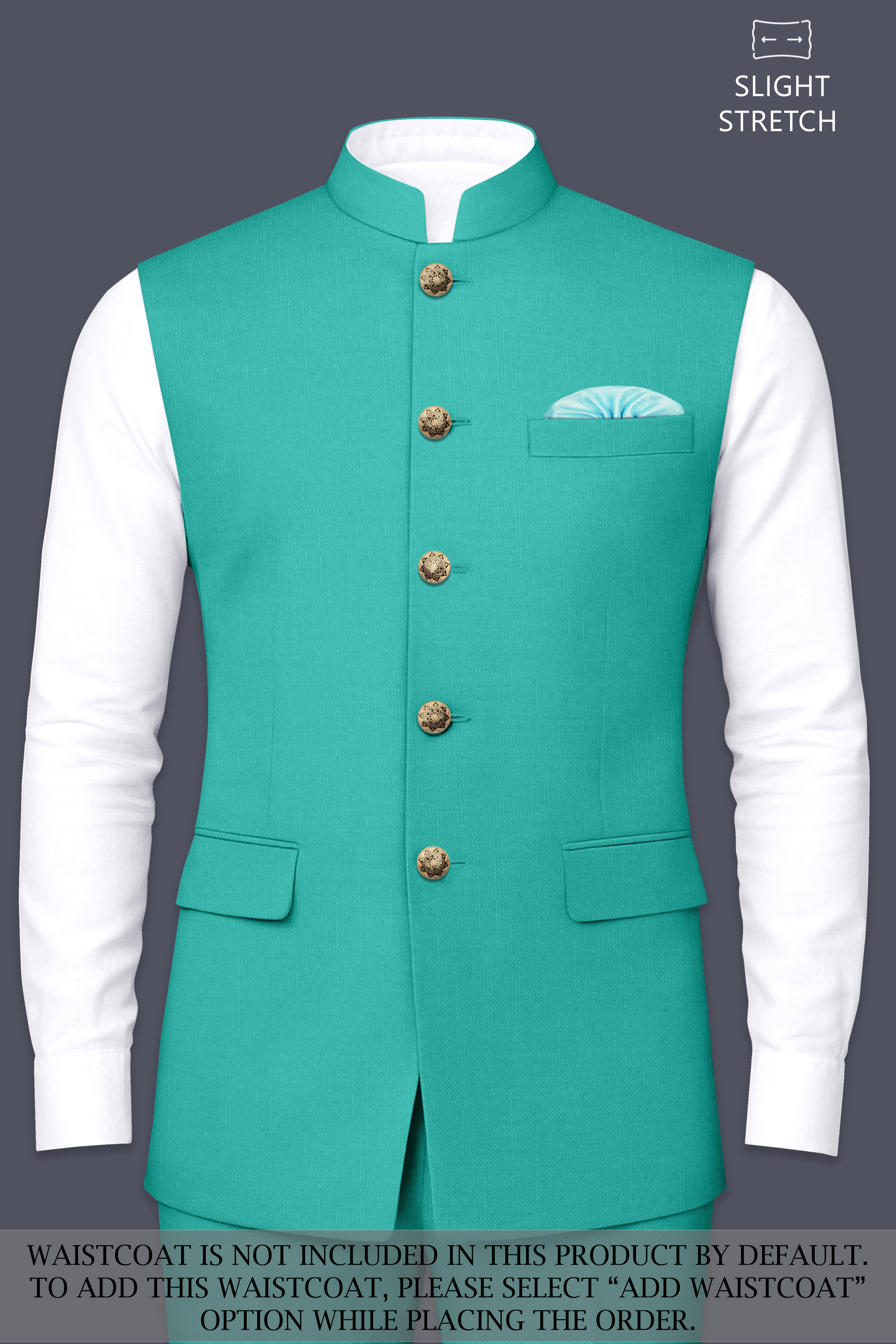 Aegir-Viking Blue Wool Rich Bandhgala Slight Stretch Suit