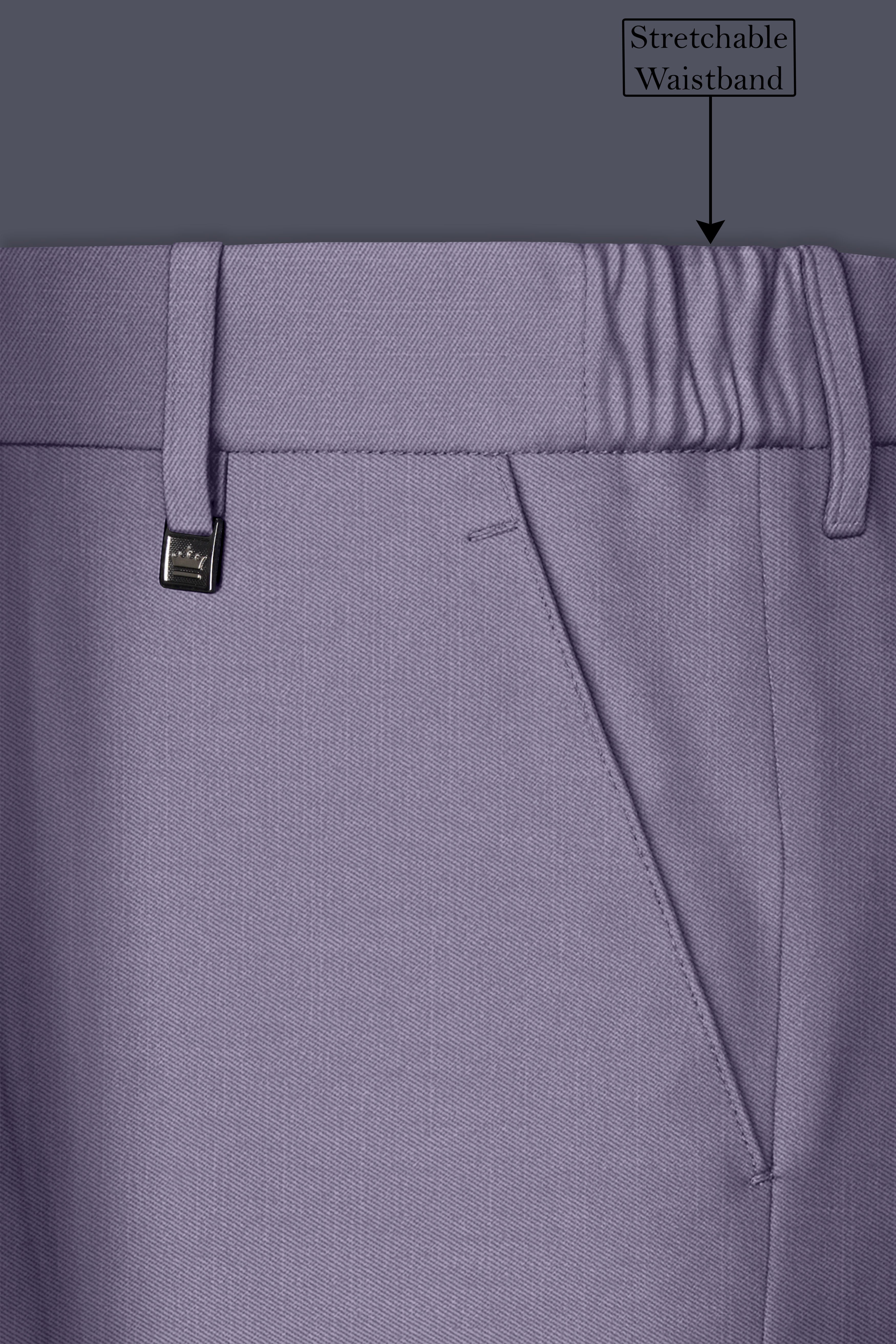 Roylen-Mountbatten Purple Wool Rich Bandhgala Slight Stretch Suit
