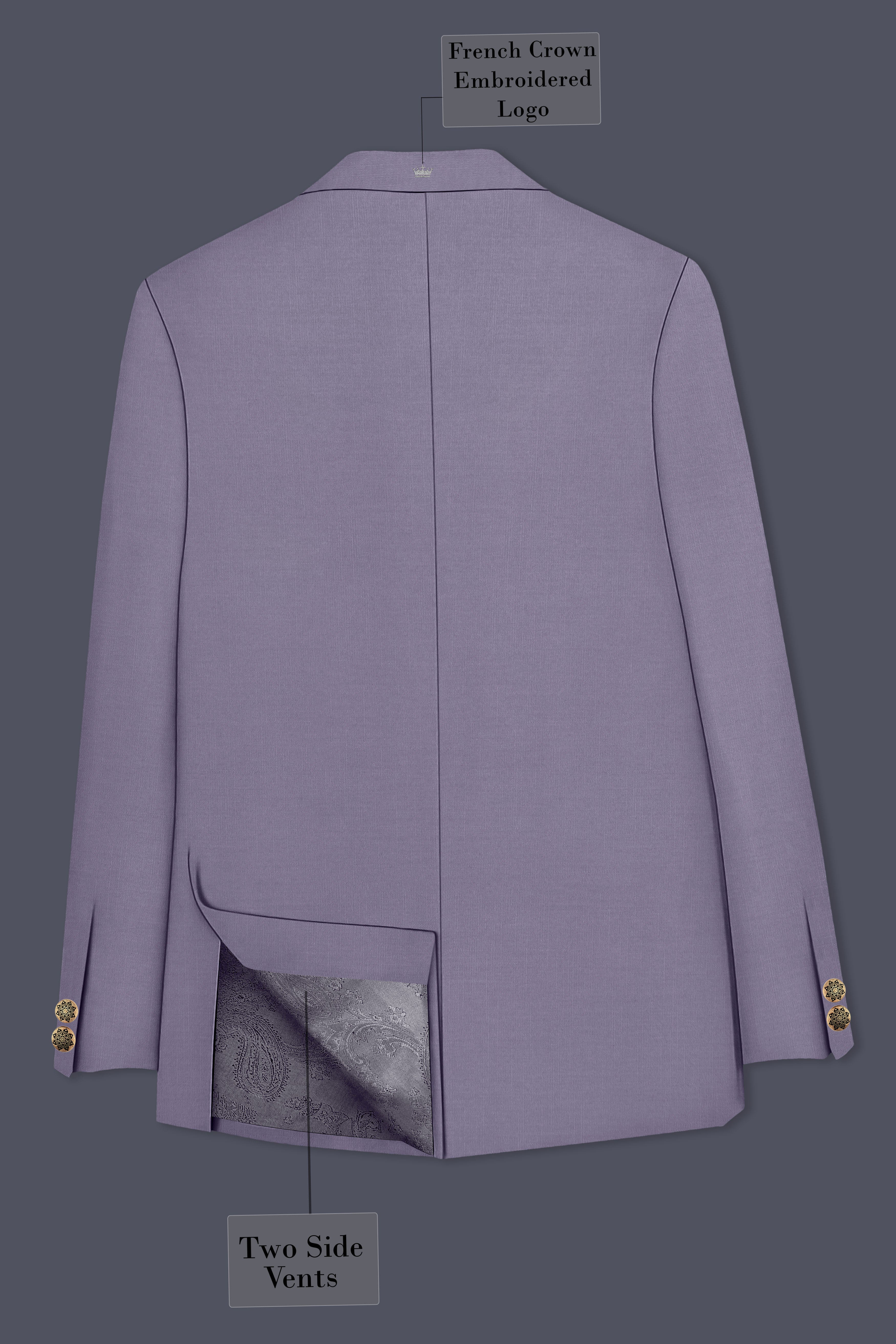 Roylen-Mountbatten Purple Wool Rich Bandhgala Slight Stretch Suit