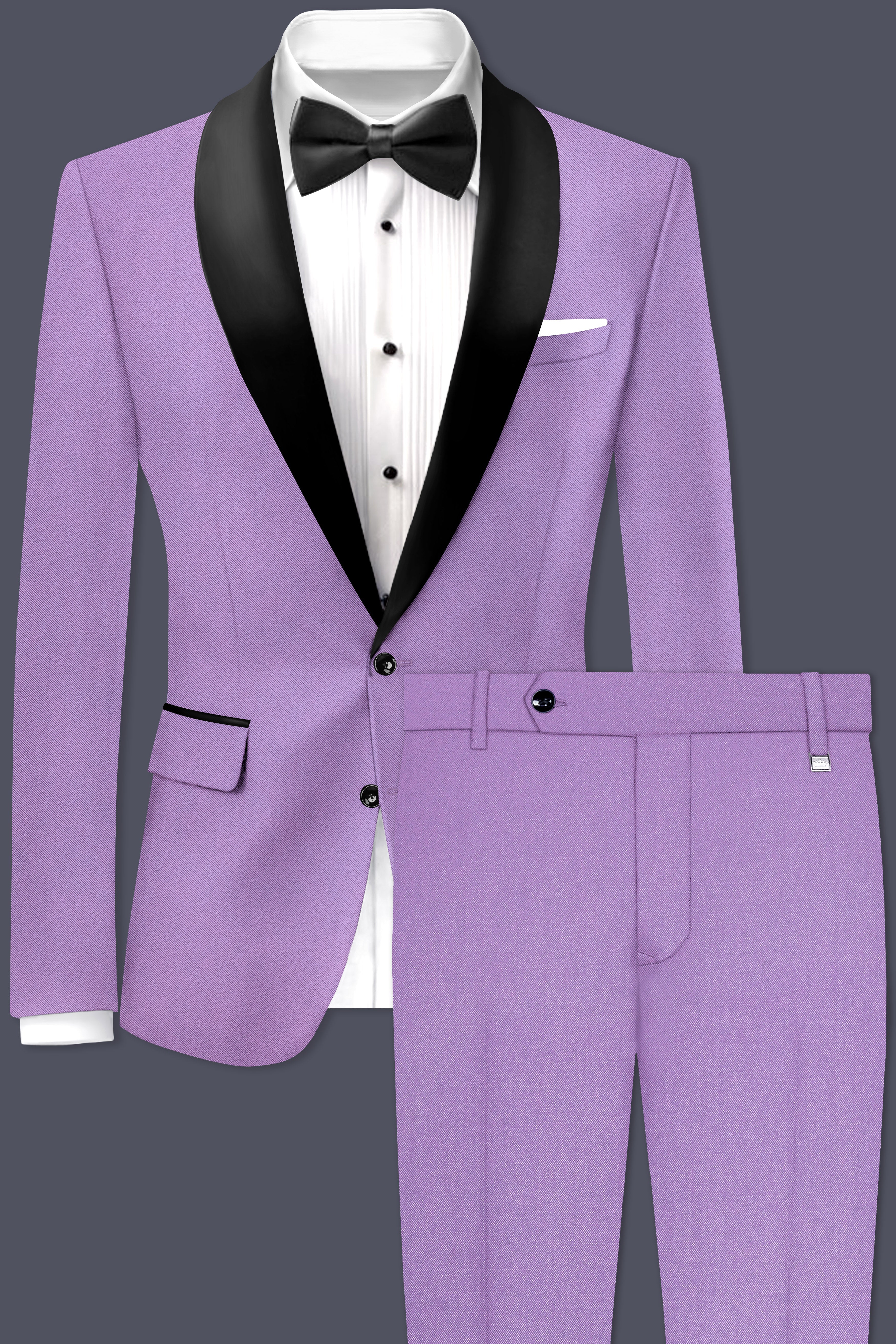 Roylen-Mountbatten Purple Wool Rich Tuxedo Stretchable Traveler Suit