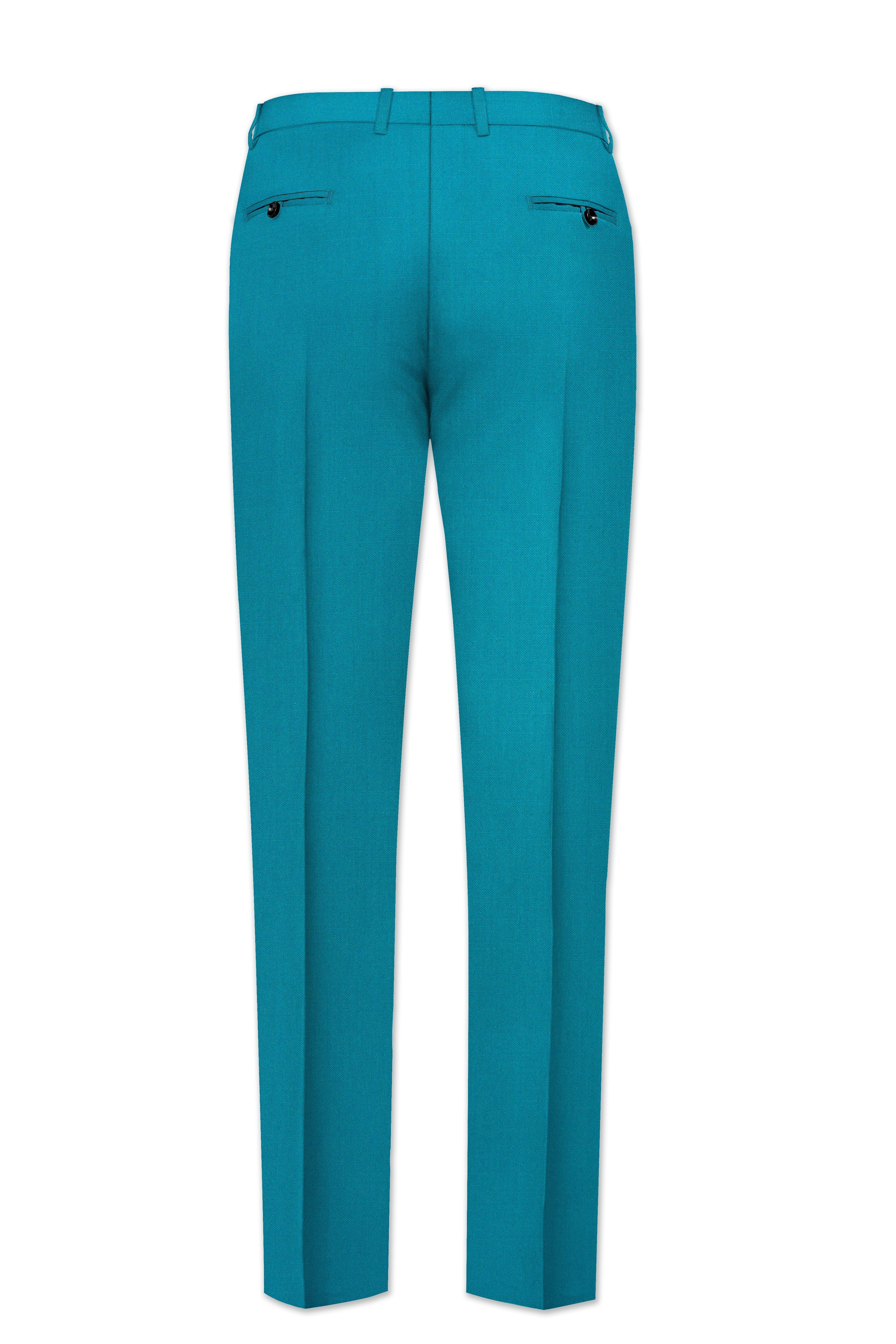 Zephir-Surfie Green Wool Rich Peak Lapel Tuxedo Slight Stretch Suit