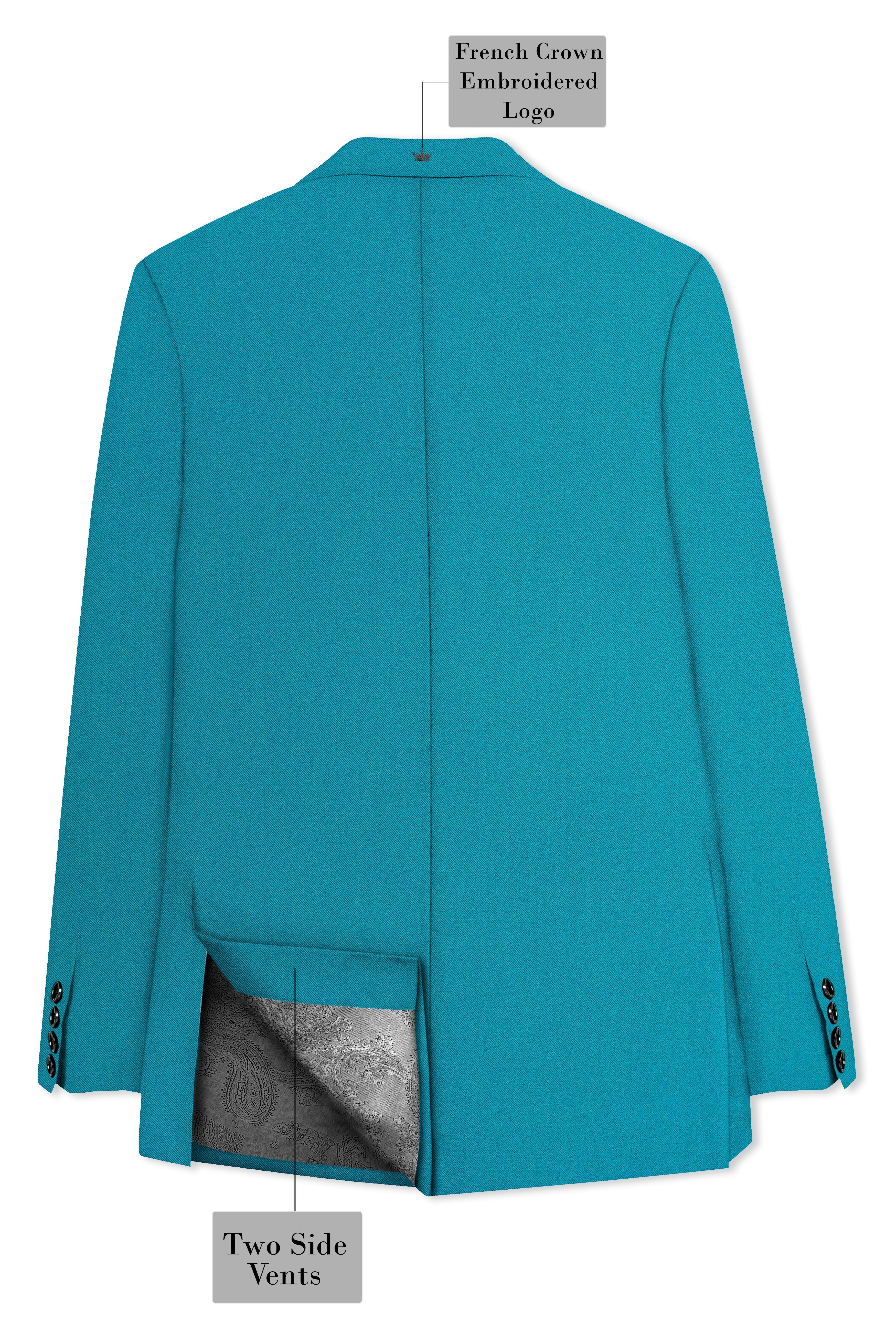 Zephir-Surfie Green Wool Rich Peak Lapel Tuxedo Slight Stretch Suit