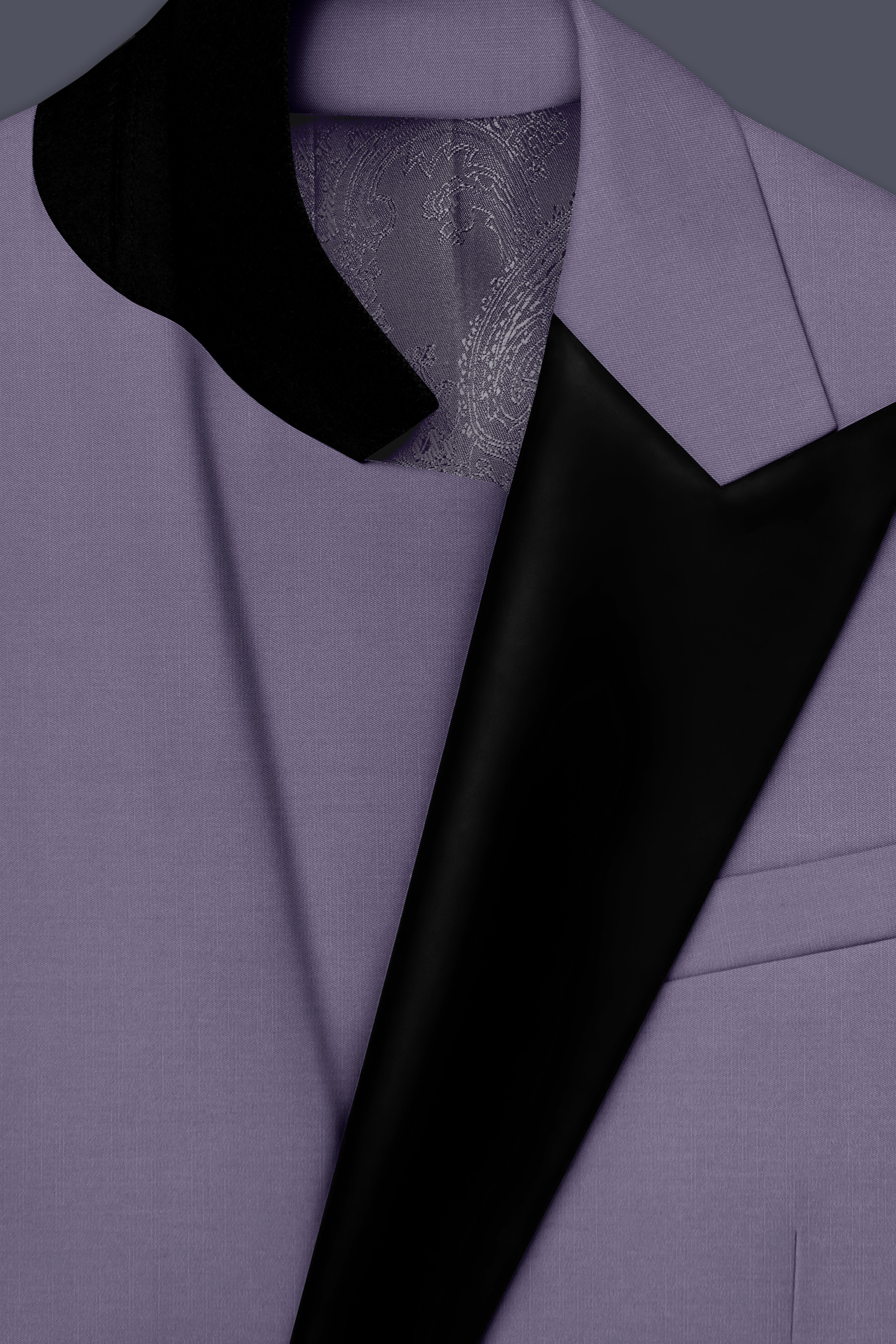 Roylen-Mountbatten Purple Wool Rich Peak Lapel Tuxedo Slight Stretch Suit