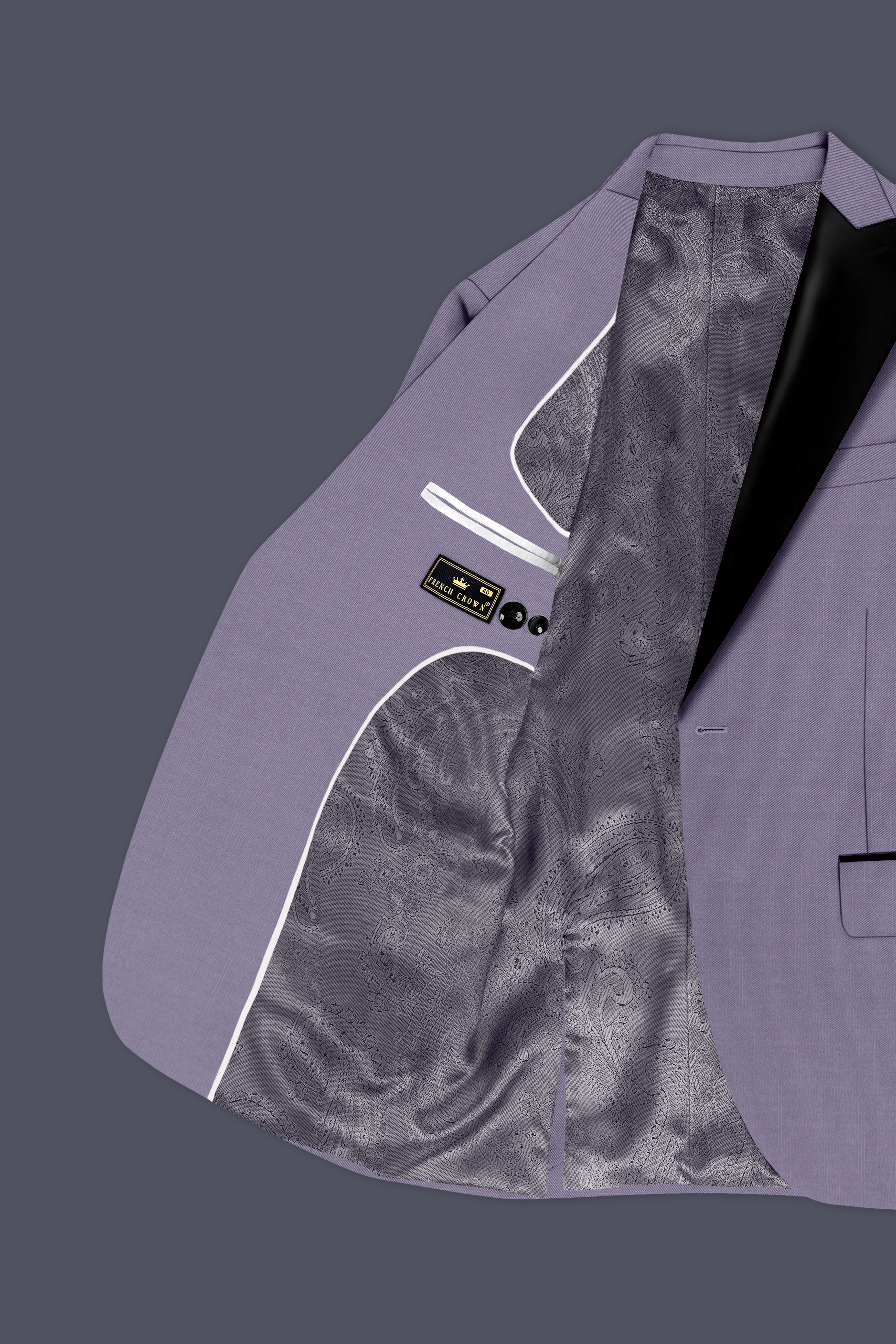 Roylen-Mountbatten Purple Wool Rich Peak Lapel Tuxedo Slight Stretch Suit