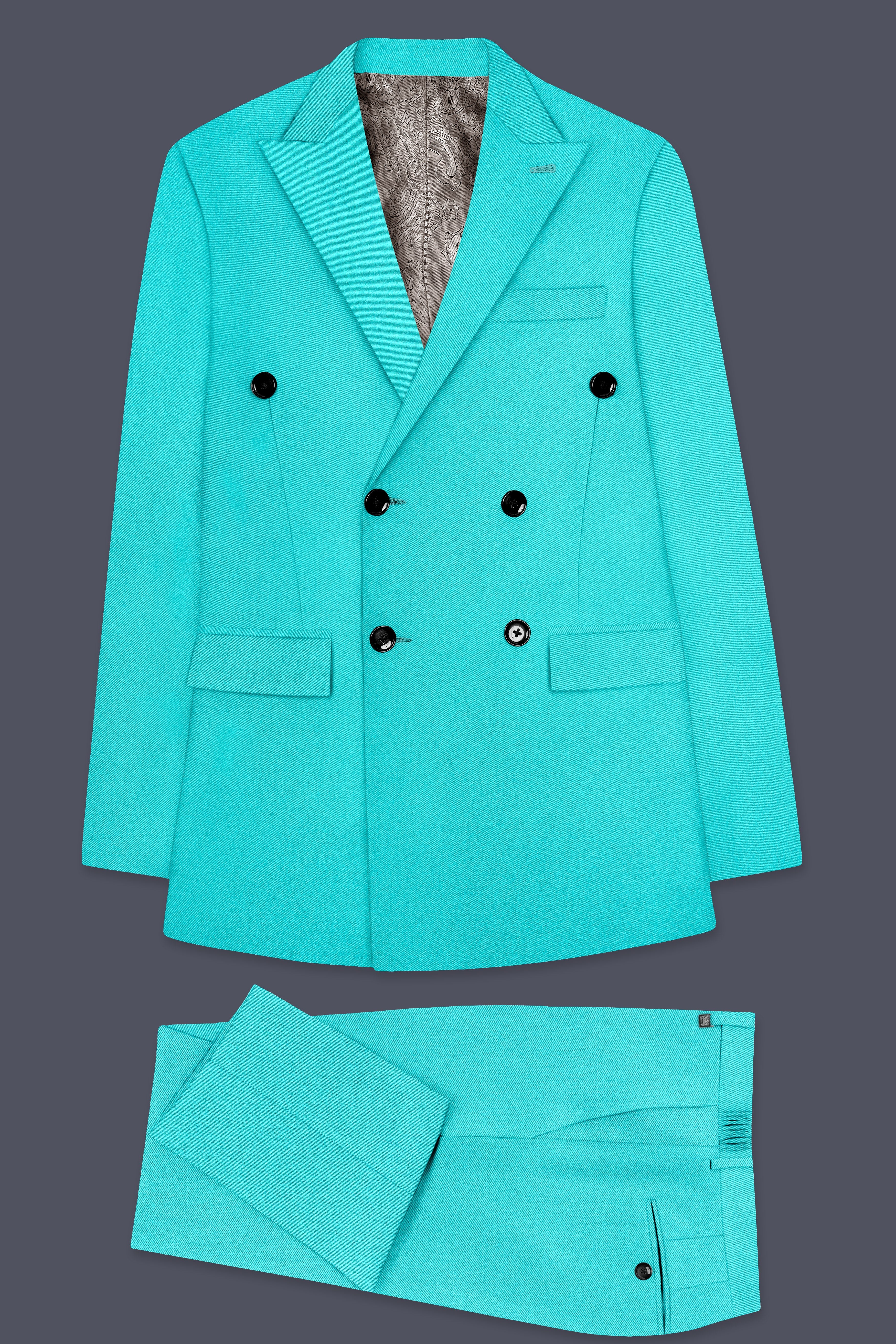 Aegir-Viking Blue Wool Rich Double Breasted Stretchable Traveler Suit