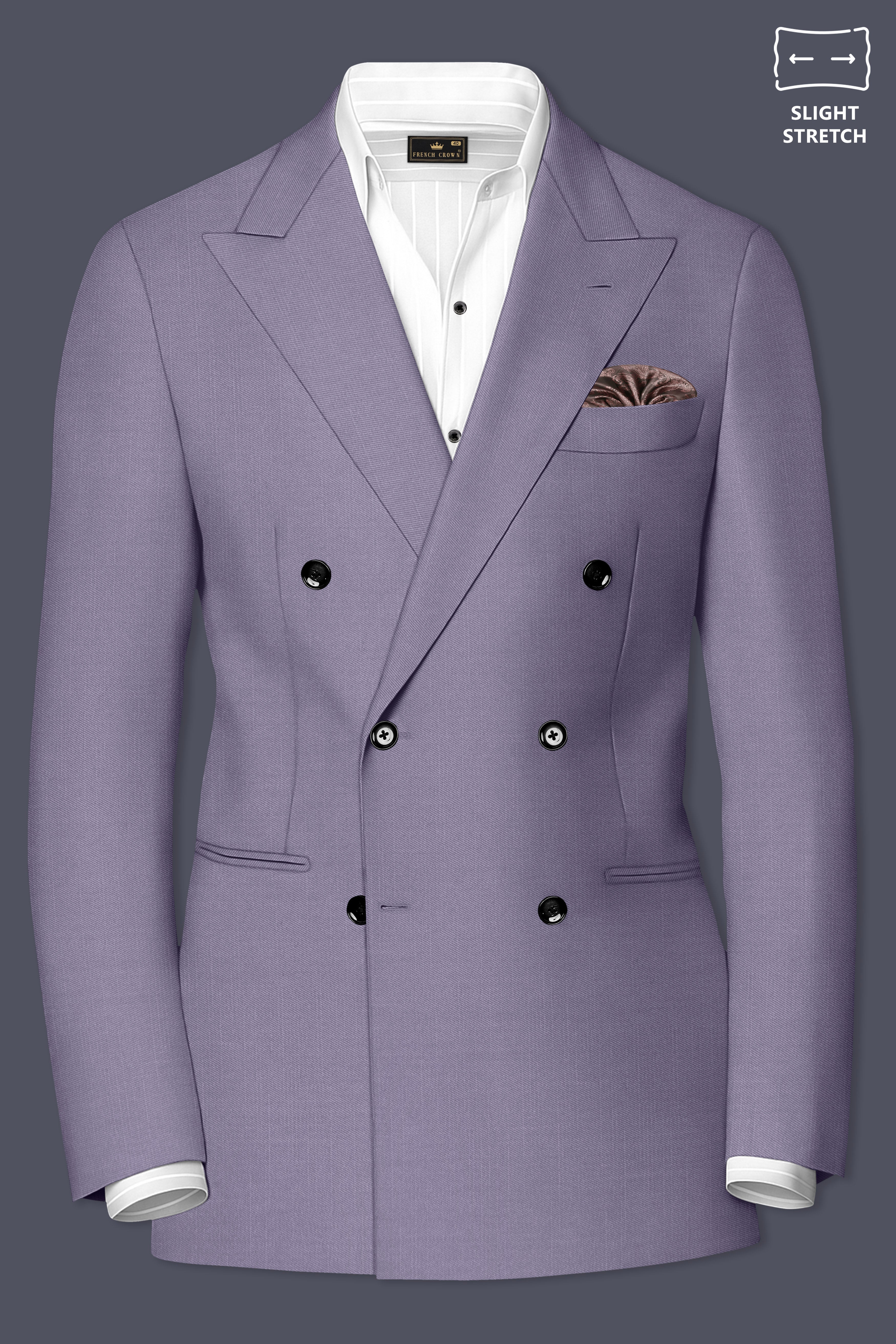 Roylen-Mountbatten Purple Wool Rich Double Breasted Slight Stretch Suit