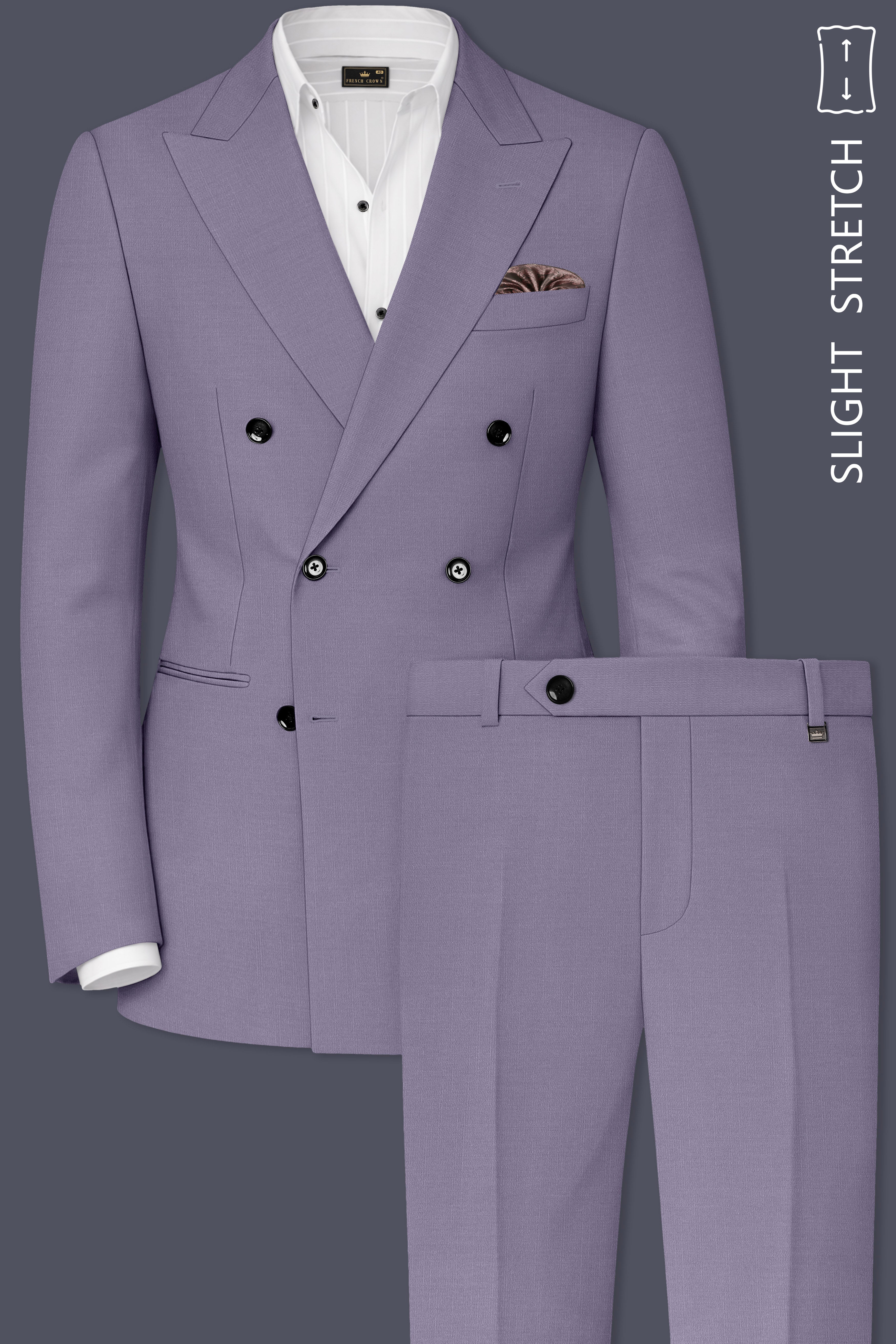 Roylen-Mountbatten Purple Wool Rich Double Breasted Slight Stretch Suit