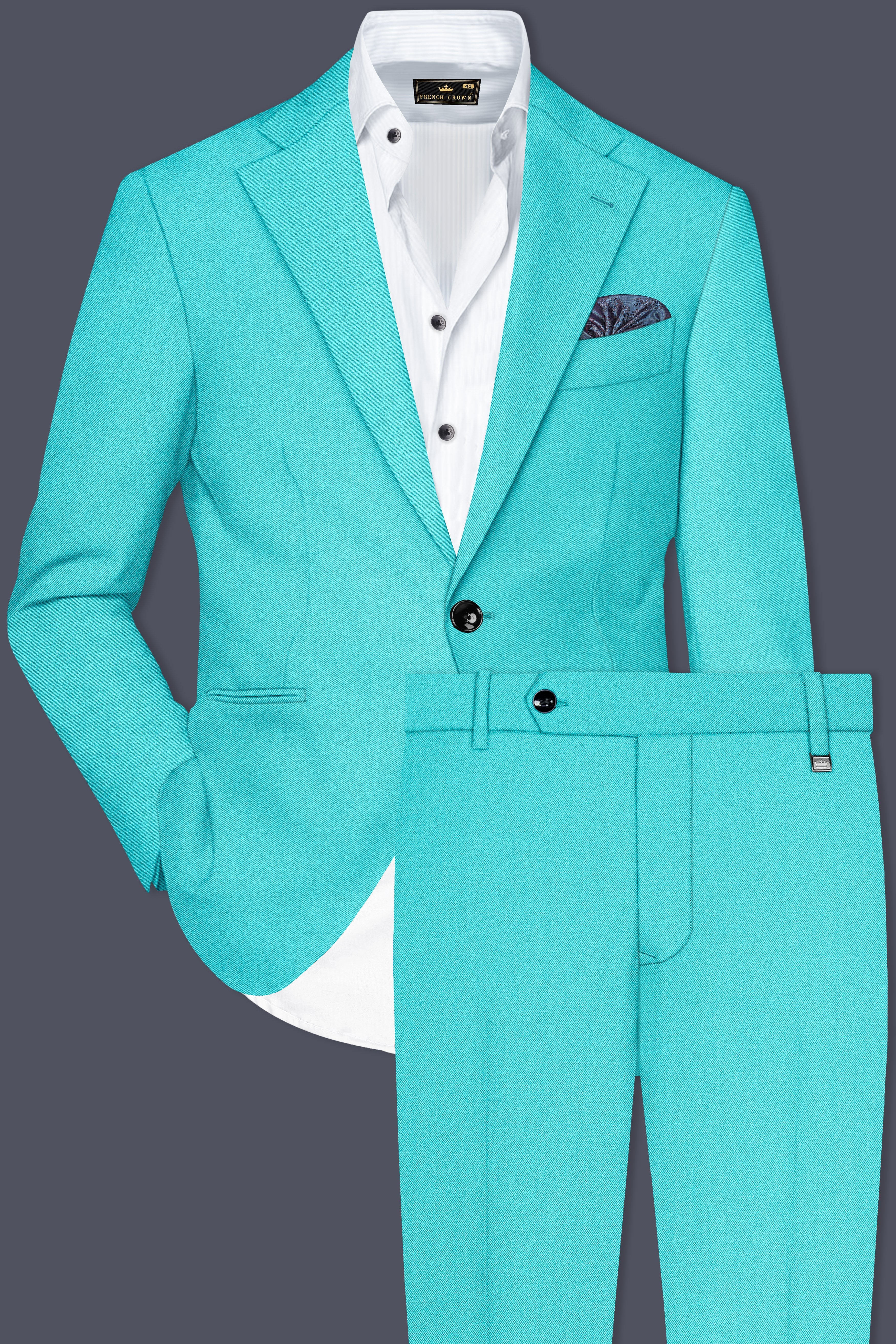Aegir-Viking Blue Wool Rich Single Breasted Stretchable Traveler Suit