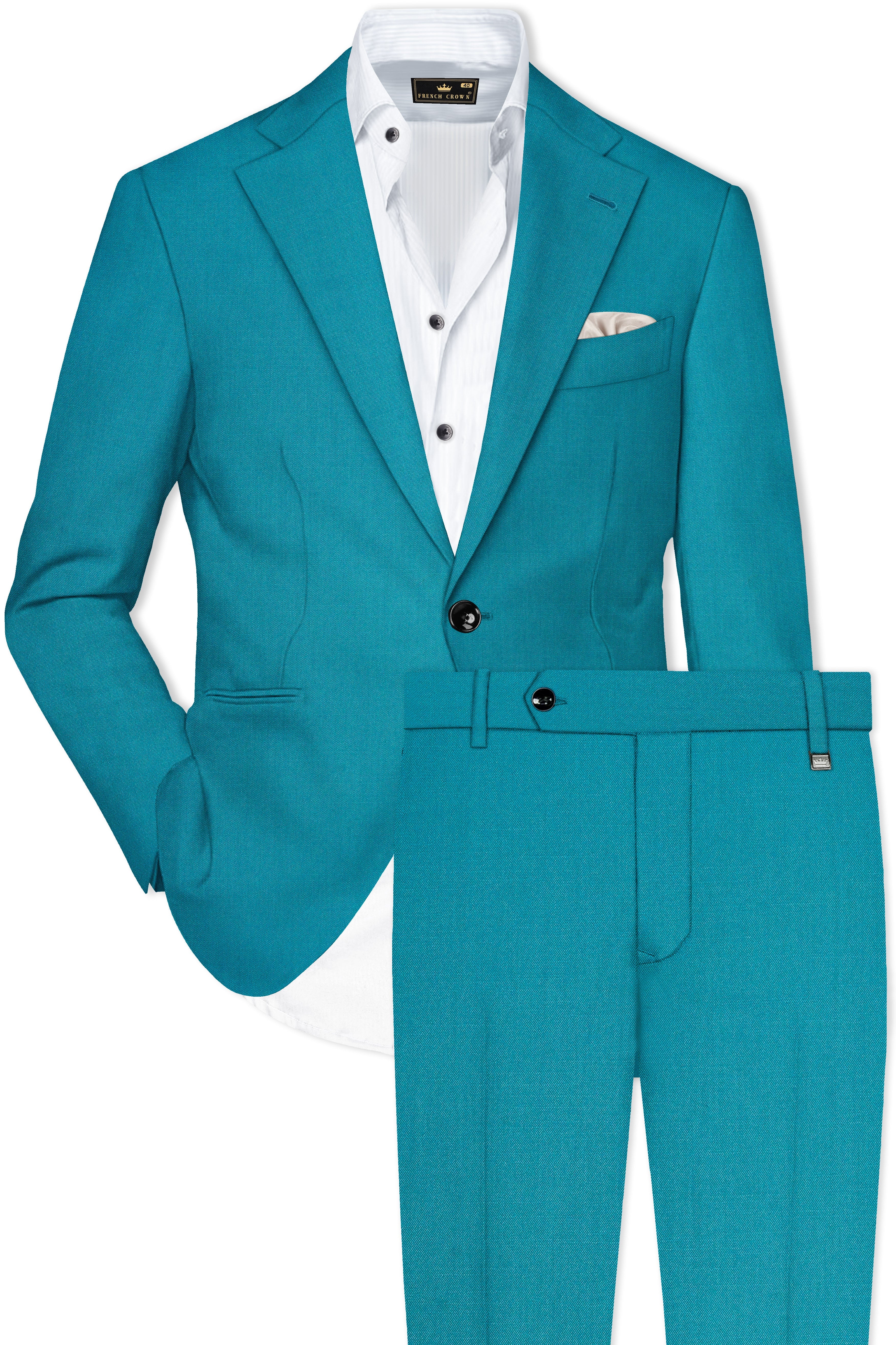Zephir-Surfie Green Wool Rich Single Breasted Stretchable Traveler Suit