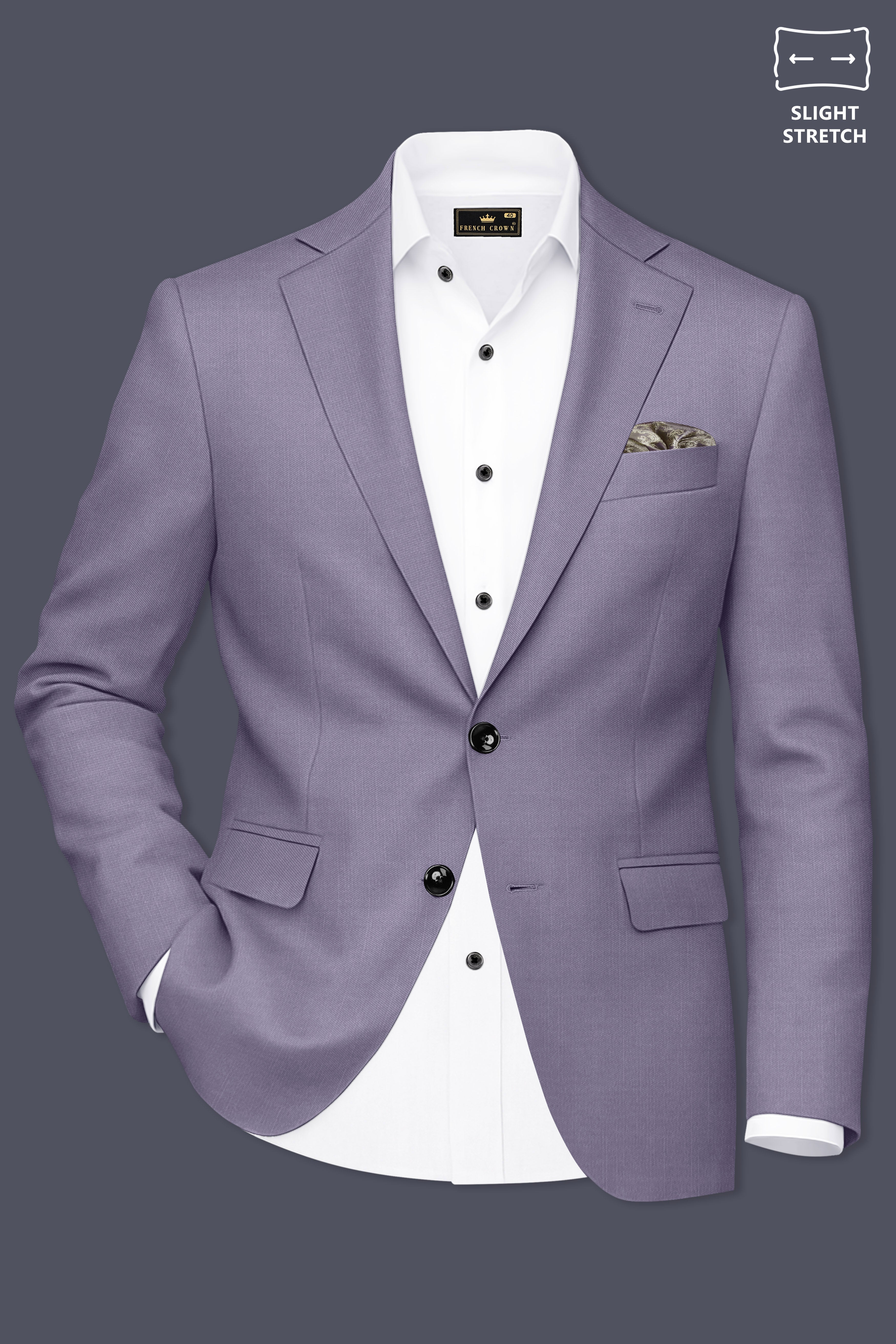 Roylen-Mountbatten Purple Wool Rich Single Breasted Slight Stretch Suit
