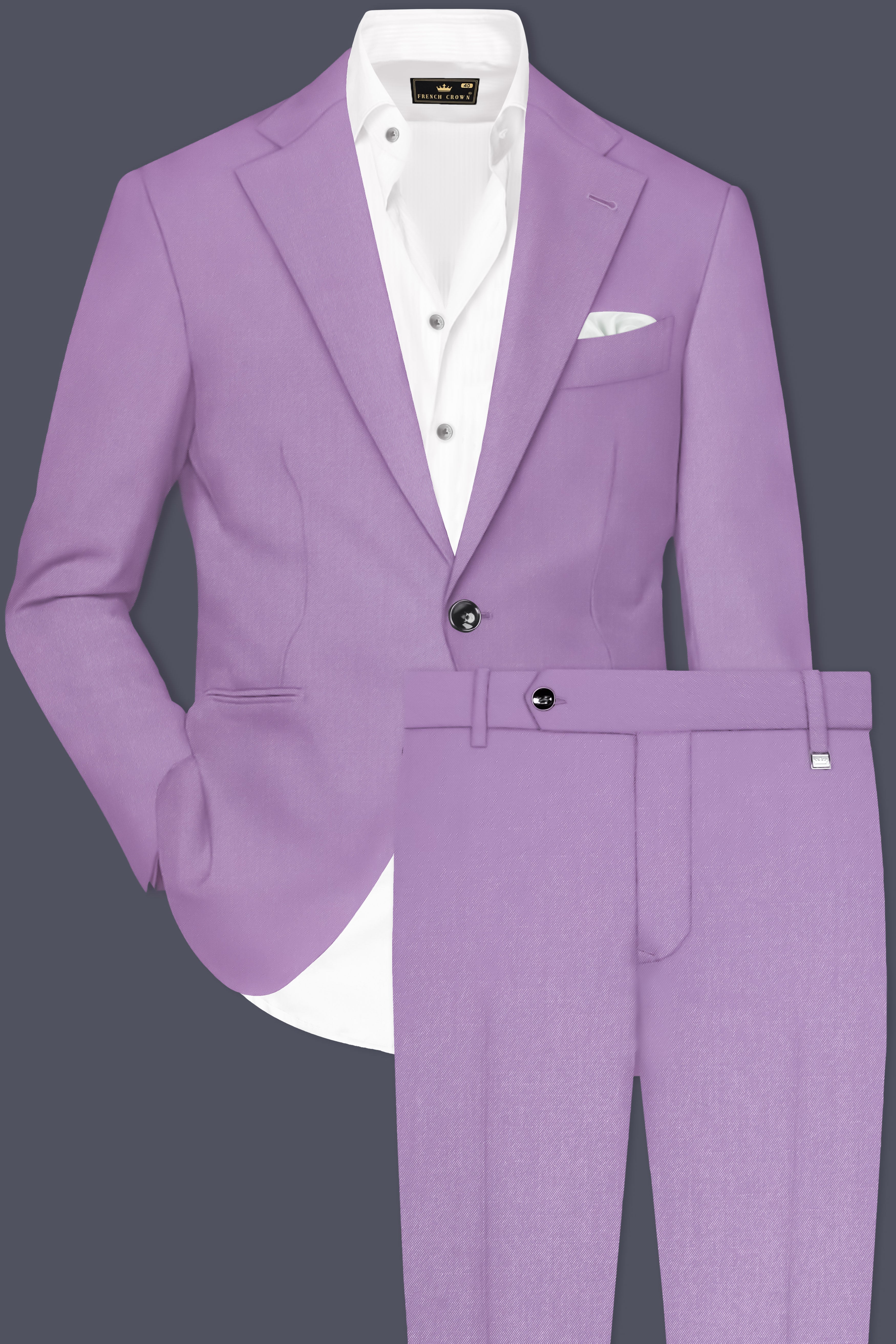 Roylen-Mountbatten Purple Wool Rich Single Breasted Stretchable Traveler Suit