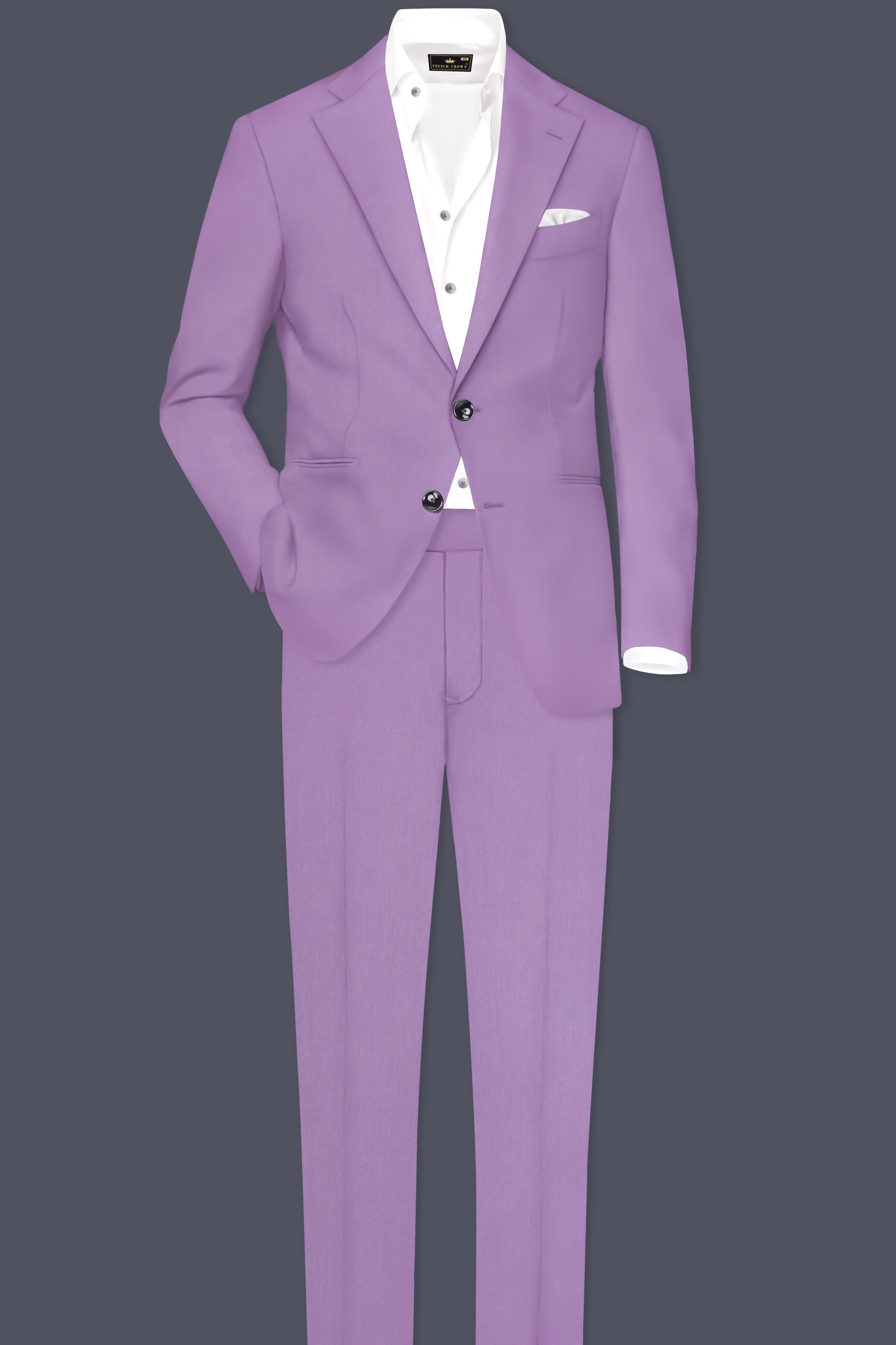 Roylen-Mountbatten Purple Wool Rich Single Breasted Slight Stretch Suit