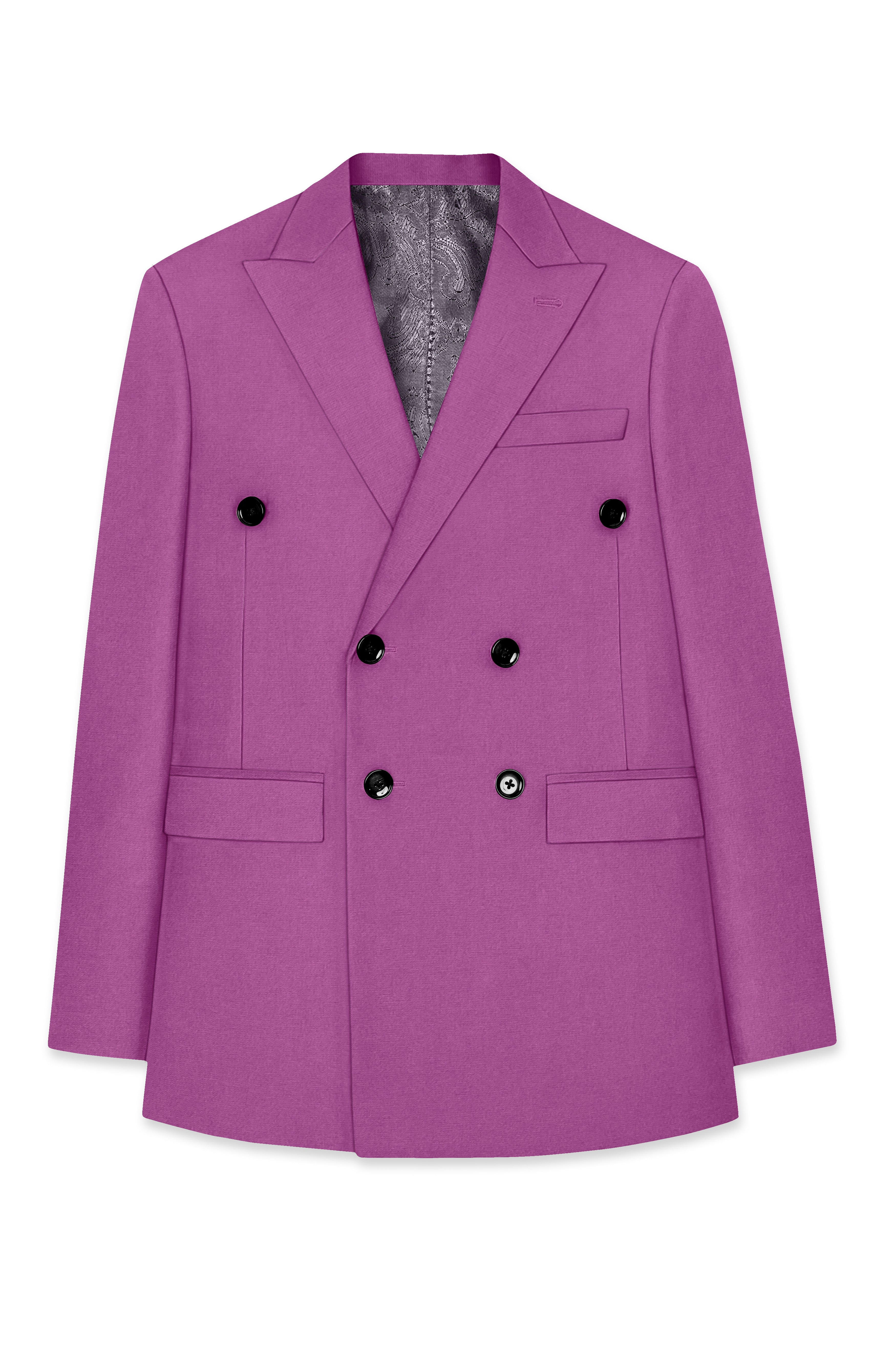 Rosvoy-Trendy Pink Wool Rich Double Breasted Stretchable Traveler Suit