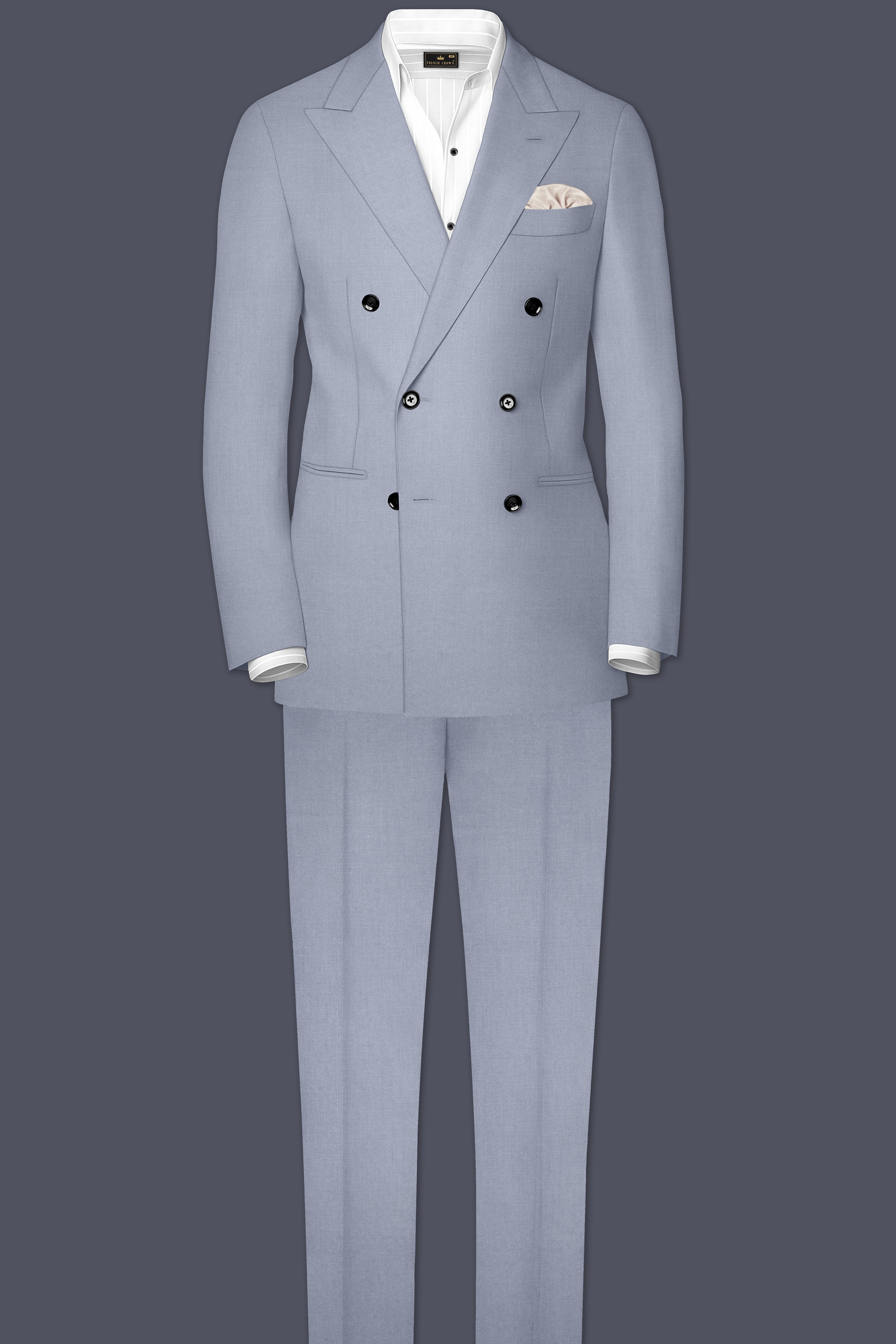 Silgrove-Loblolly Gray Wool Rich Double Breasted Stretchable Traveler Suit