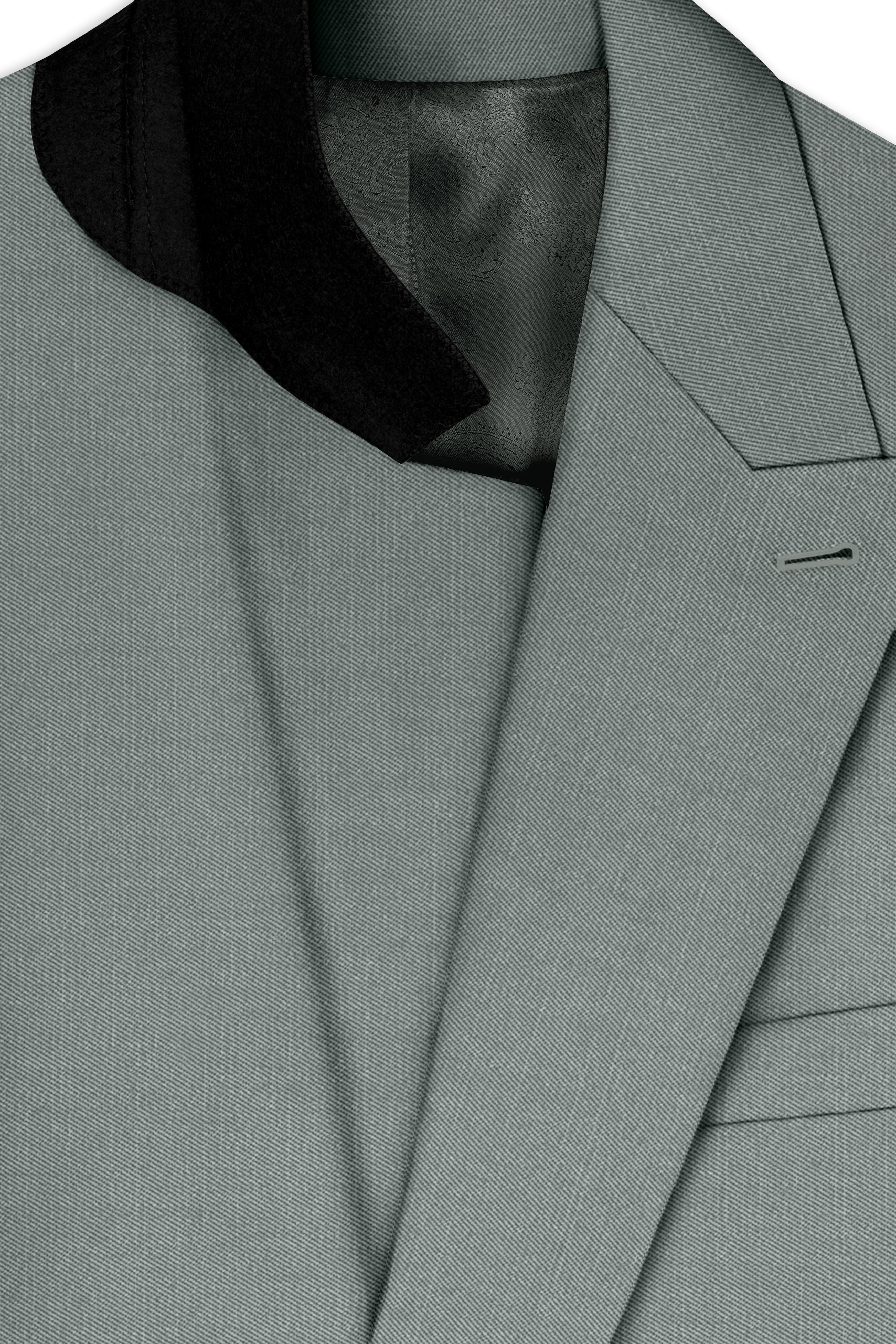 Travliam-William Gray Wool Rich Double Breasted Slight Stretch Suit