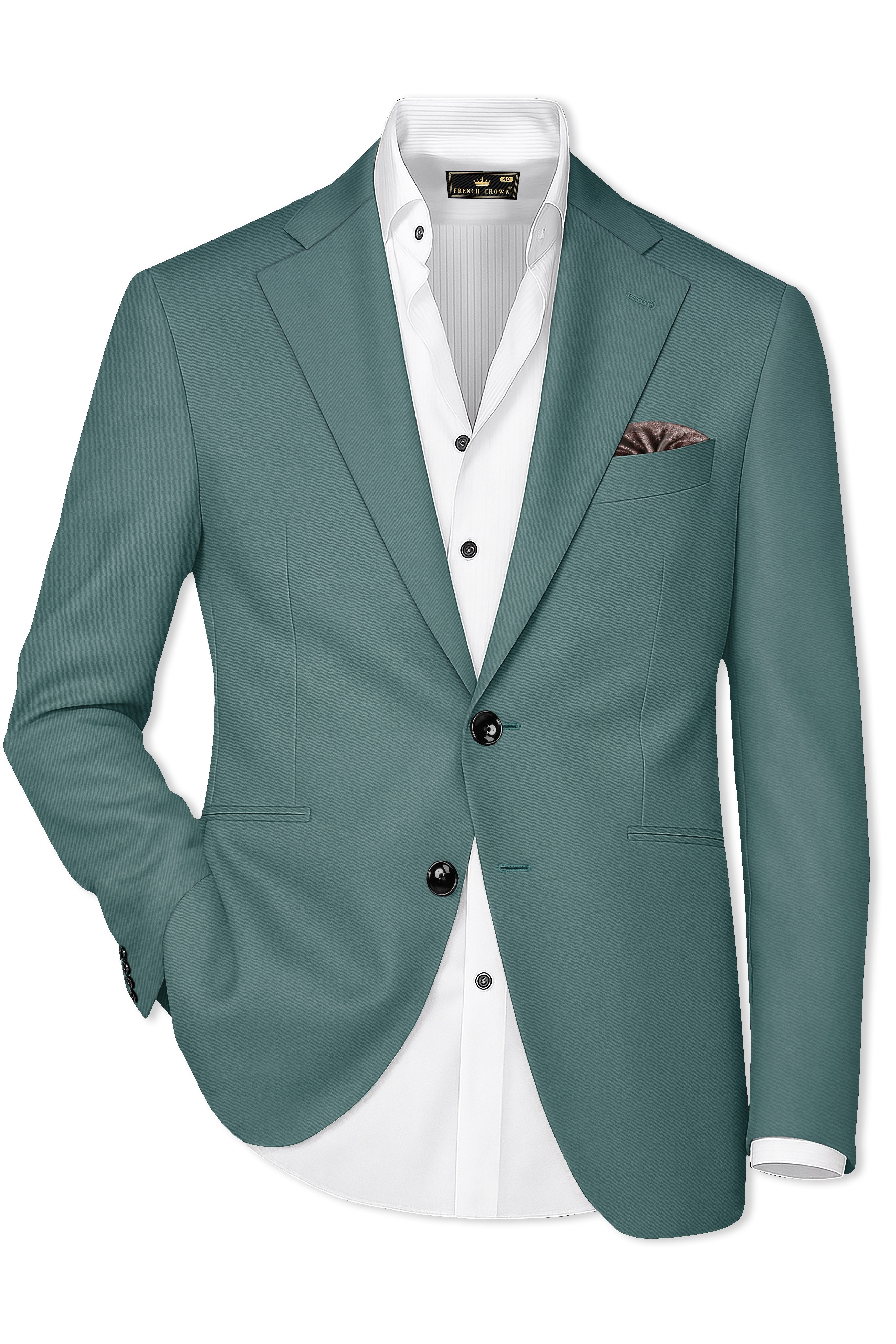 Travliam-William Green Wool Rich Single Breasted Stretchable Traveler Suit